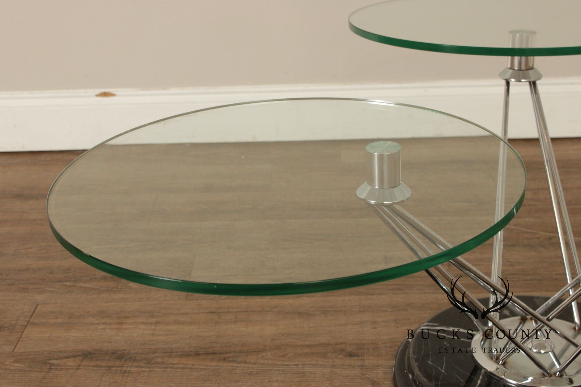 Modern Glass Top Marble Swivel Side Table
