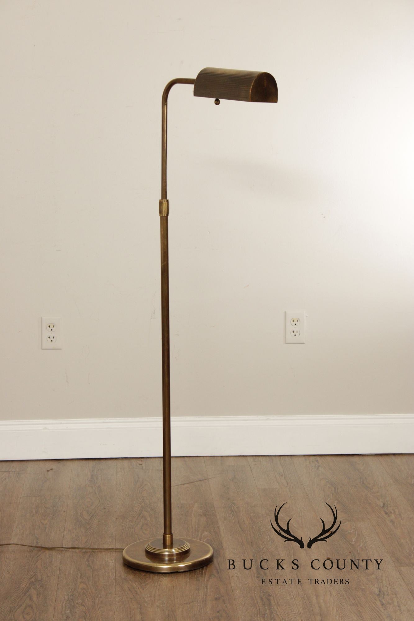 Leviton Mid-Century Modern Style Brass Adjustable Floor Lamp