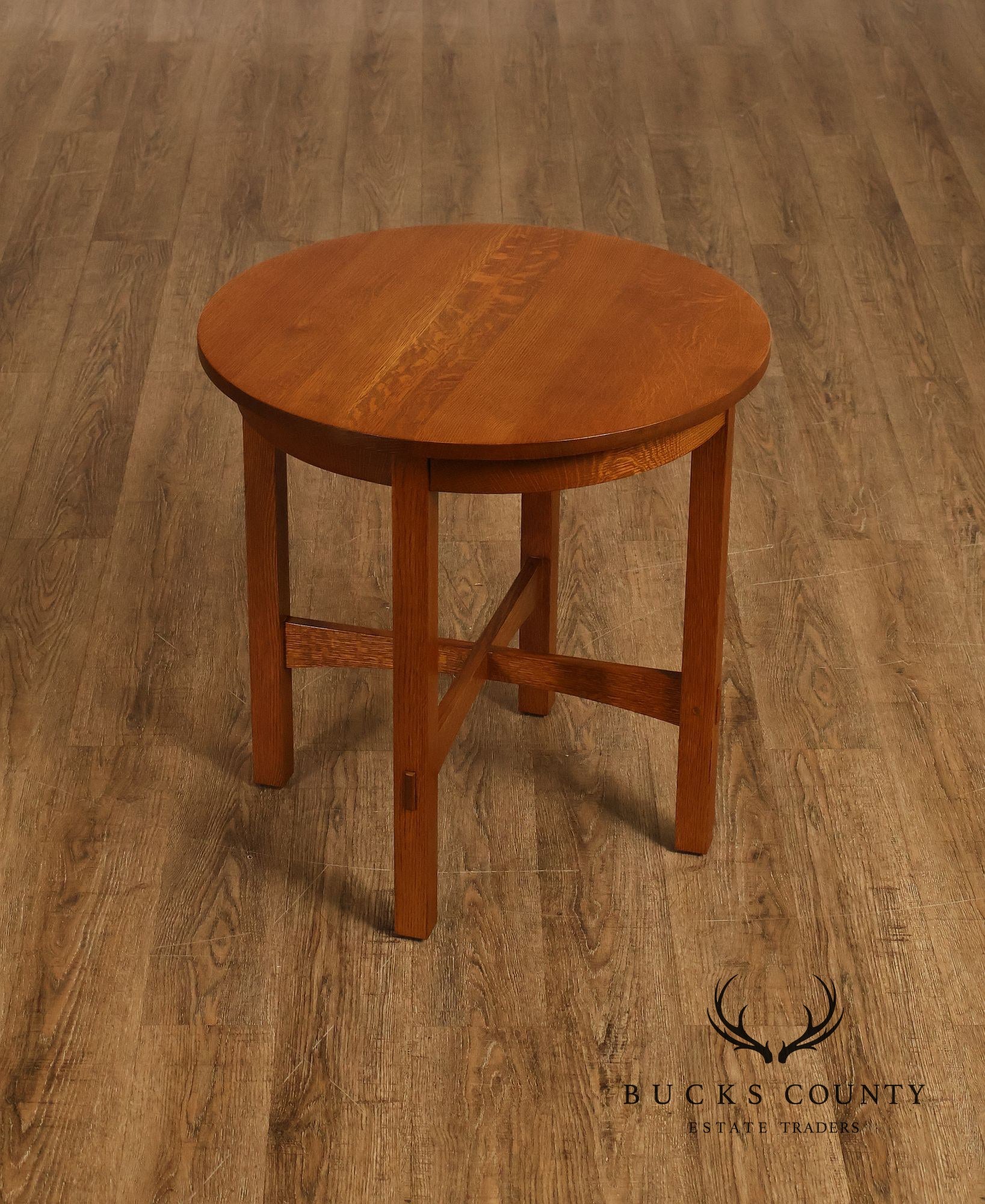 Stickley Mission Collection Oak Round Lamp Table