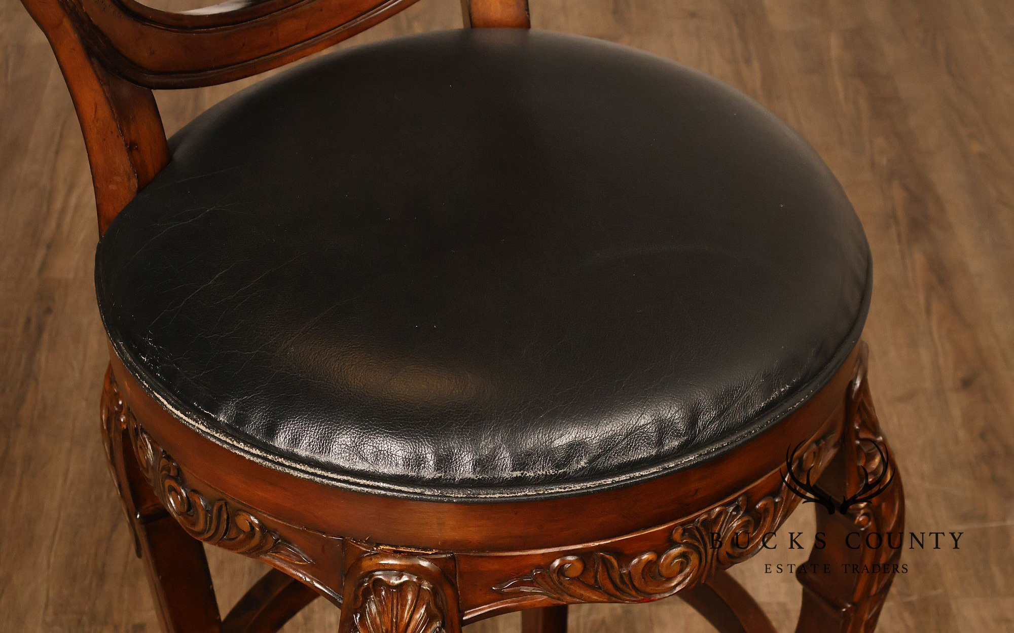 Rococo Style Set Of Four Carved Frame Swivel Barstools