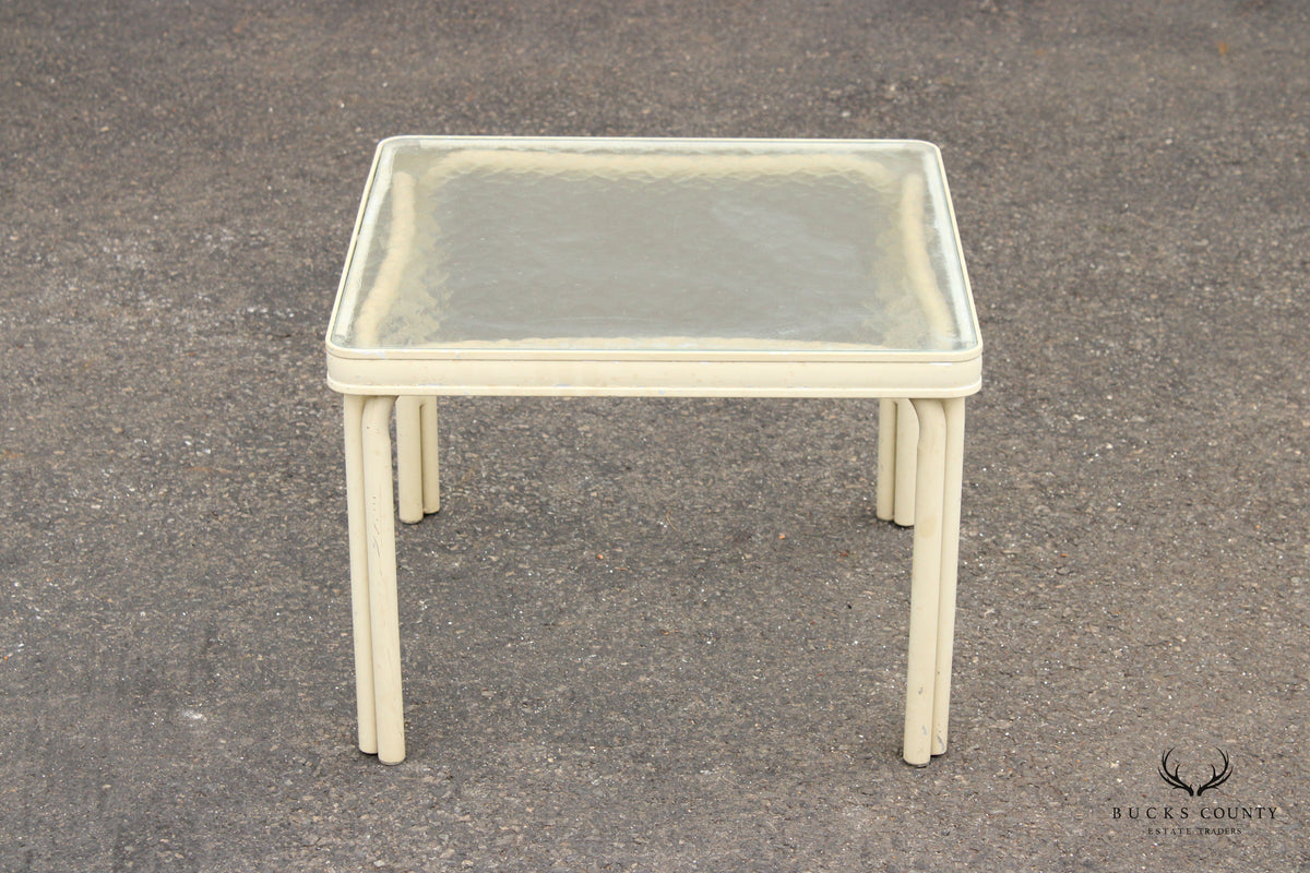 Brown Jordan Vintage Outdoor Patio Glass Square Top Side Table