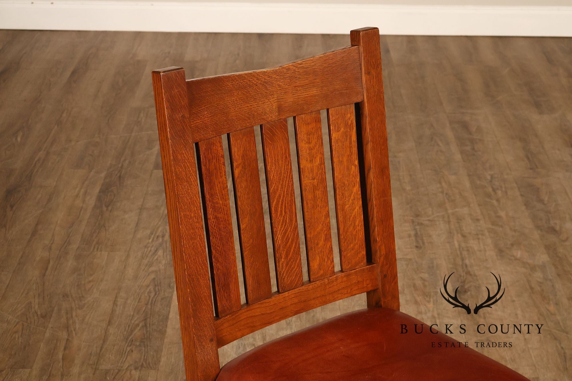 Stickley Mission Collection Set of Six Oak and Leather Dining Chairs