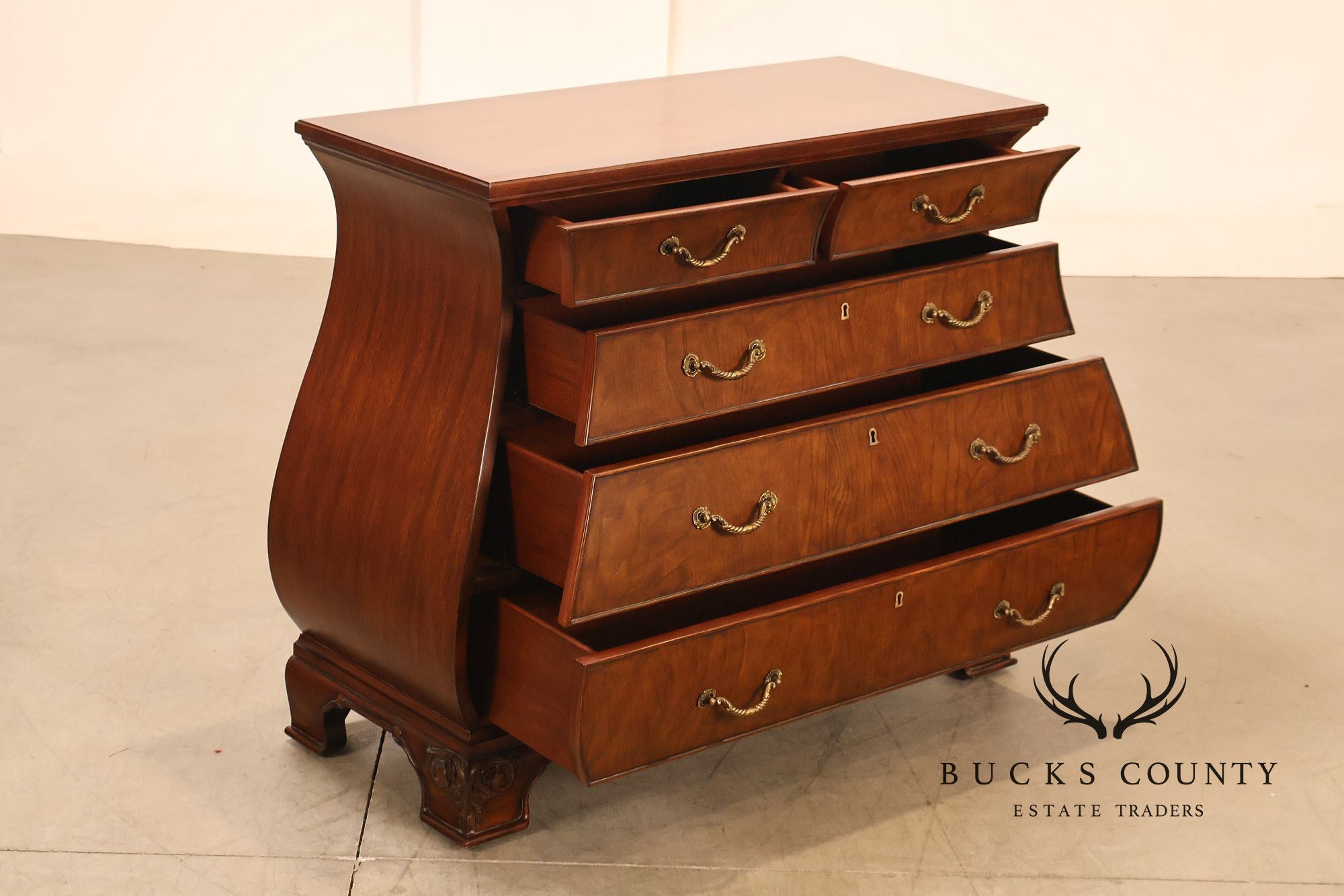 Ethan Allen Townhouse Collection Burlwood Bombe Chest