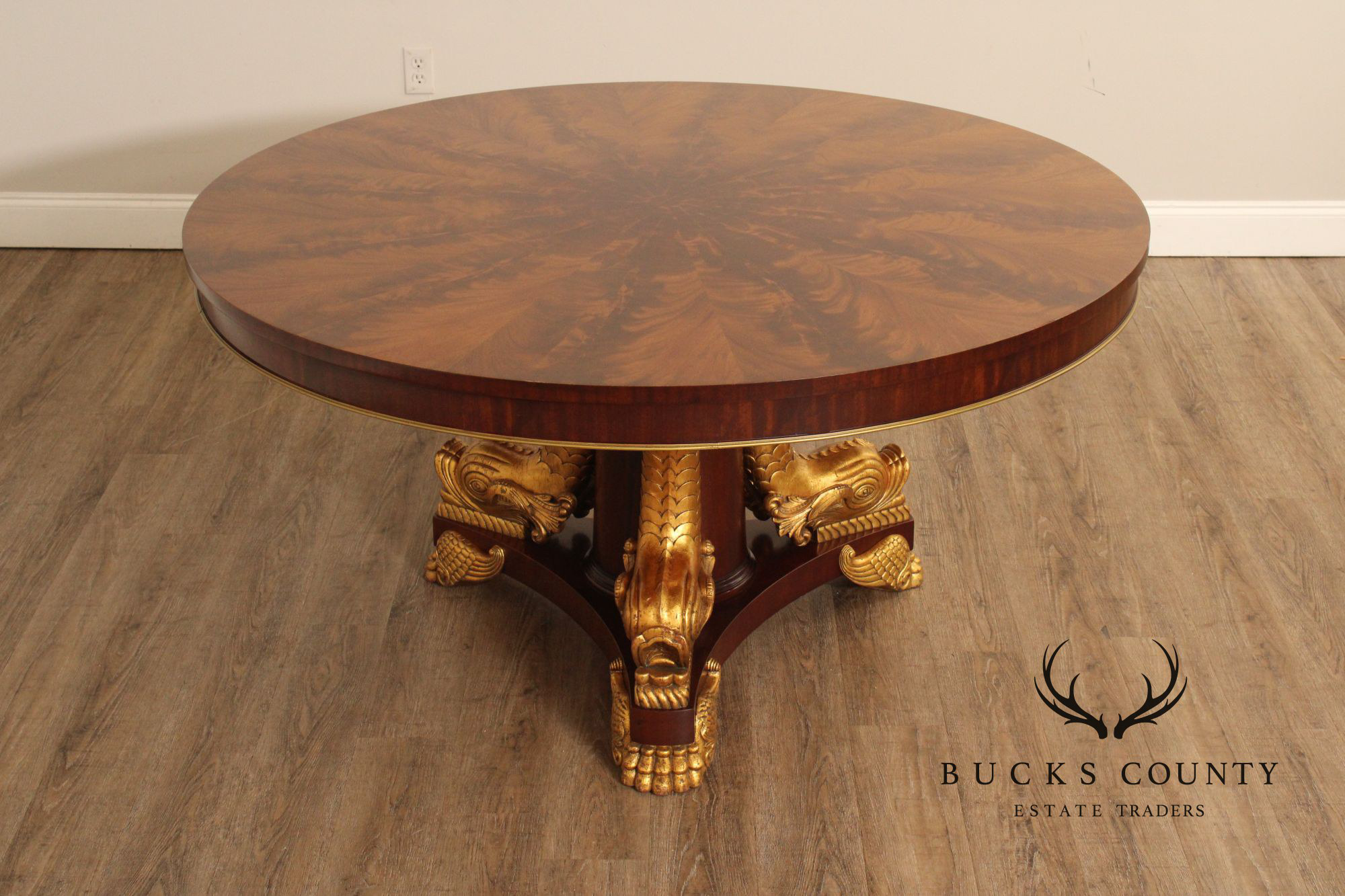 John Widdicomb Rococo Style Partial Gilt Round Mahogany Center Table