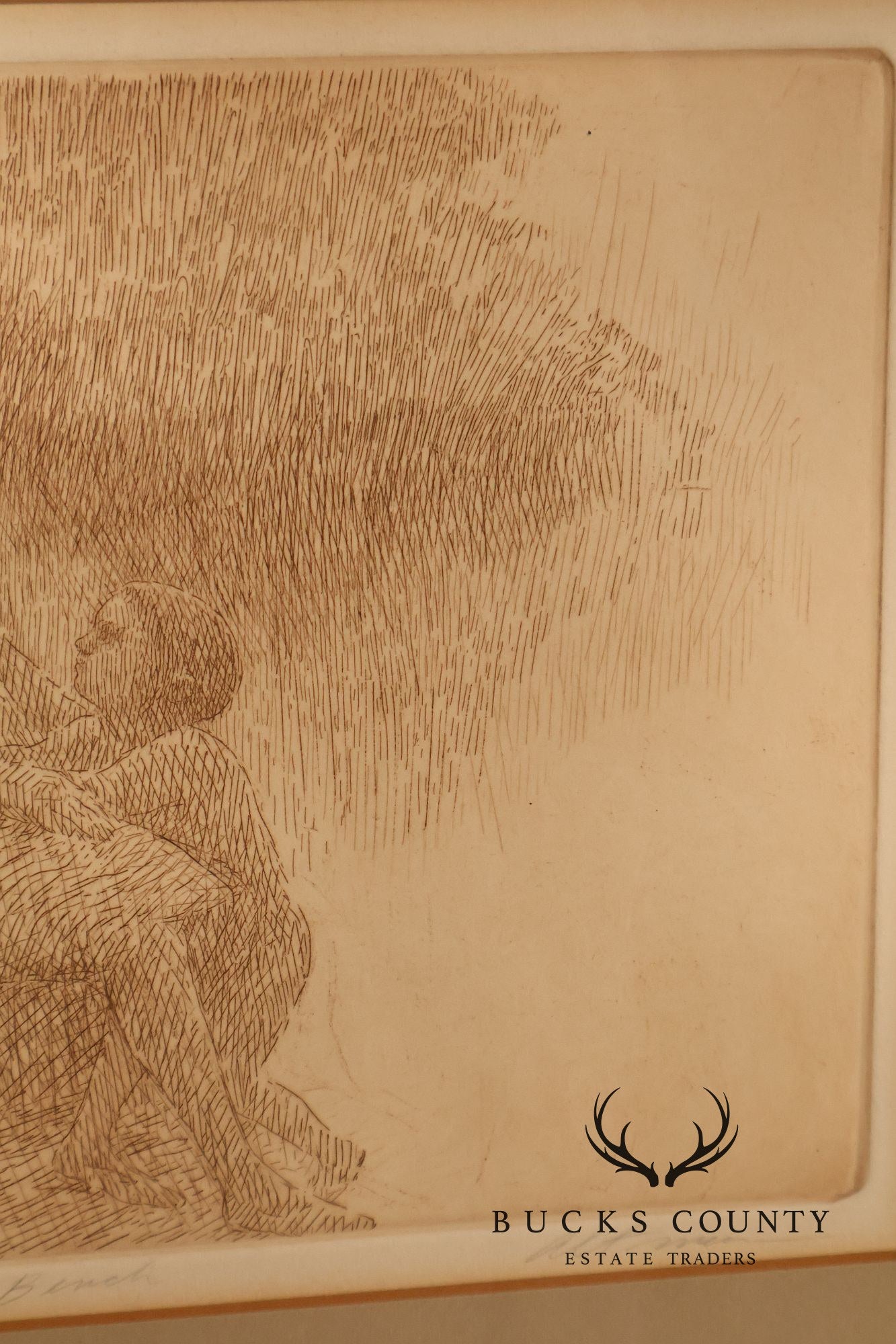 Harold Altman Framed Etching, 'Bench'