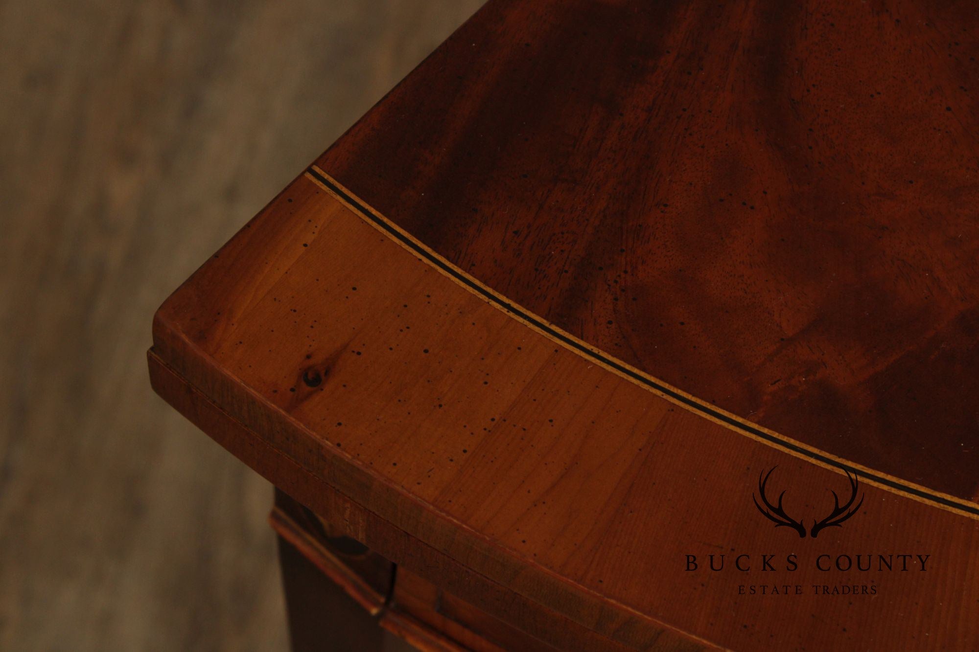 Hekman Federal Style Mahogany And Yew Wood Demilune Game Table