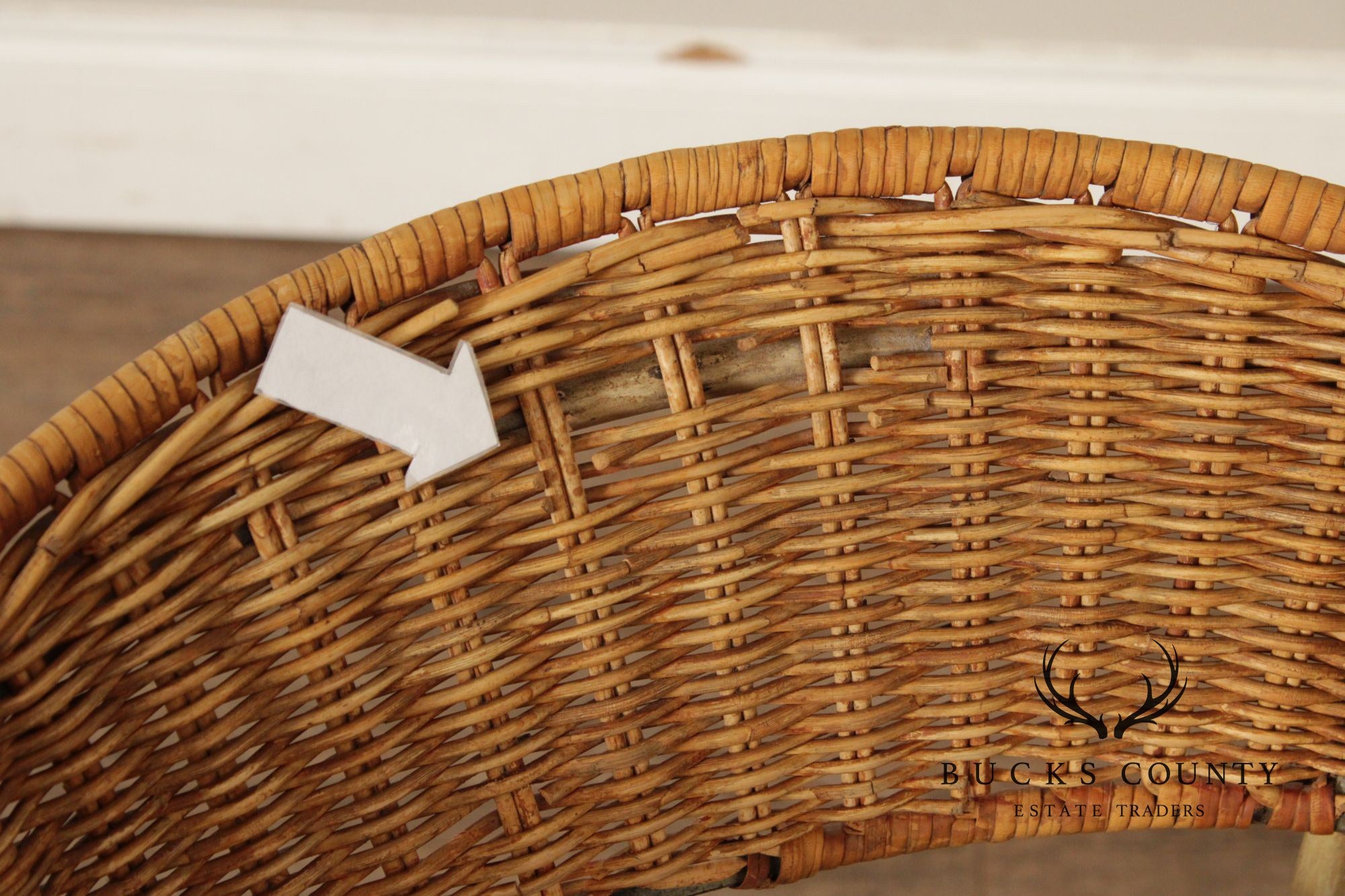 Salterini Mid Century Modern Set of Four Wicker And Iron Side Chairs