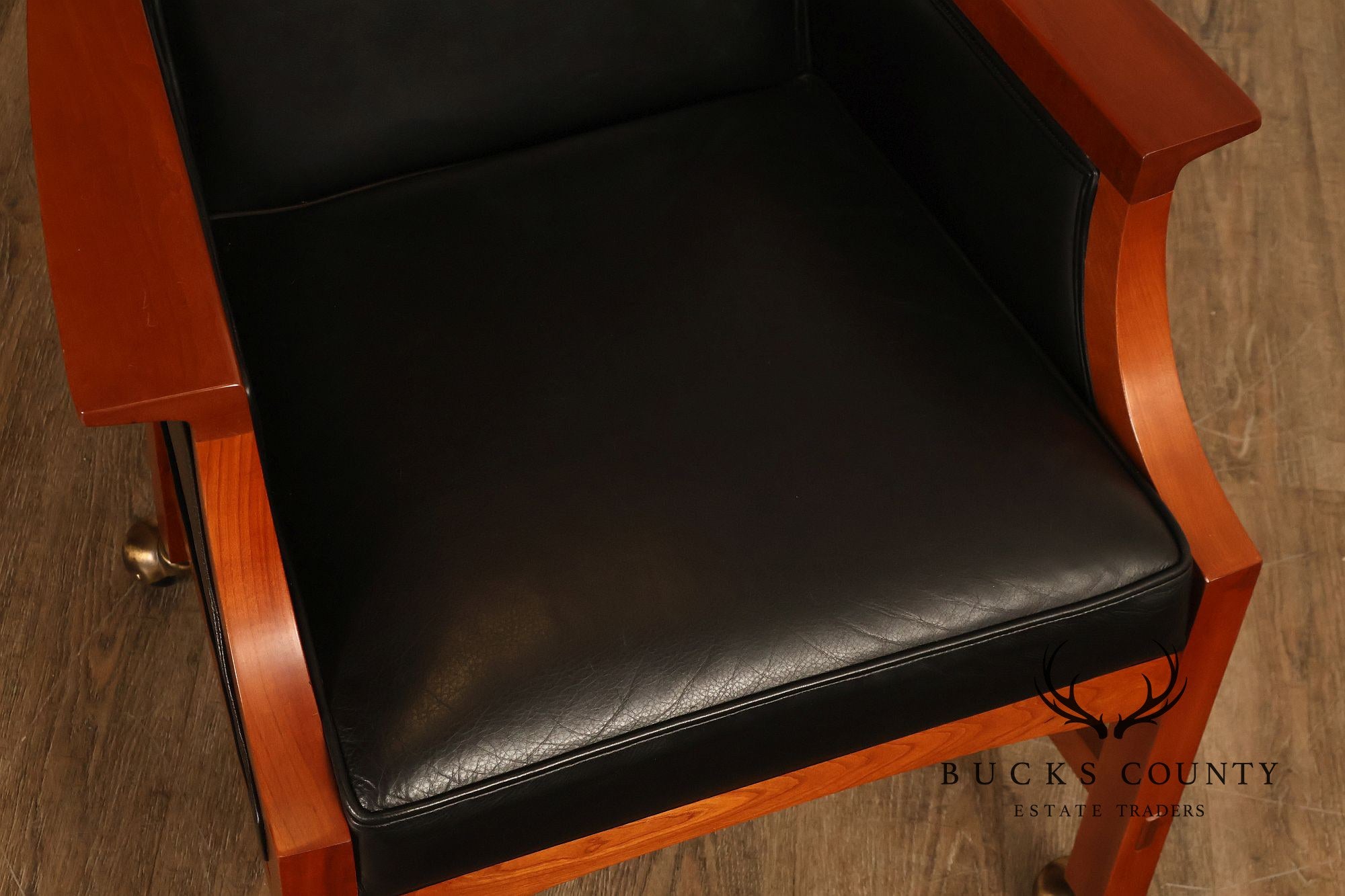 Stickley Mission Collection Pair Of Cherry And Leather Armchairs