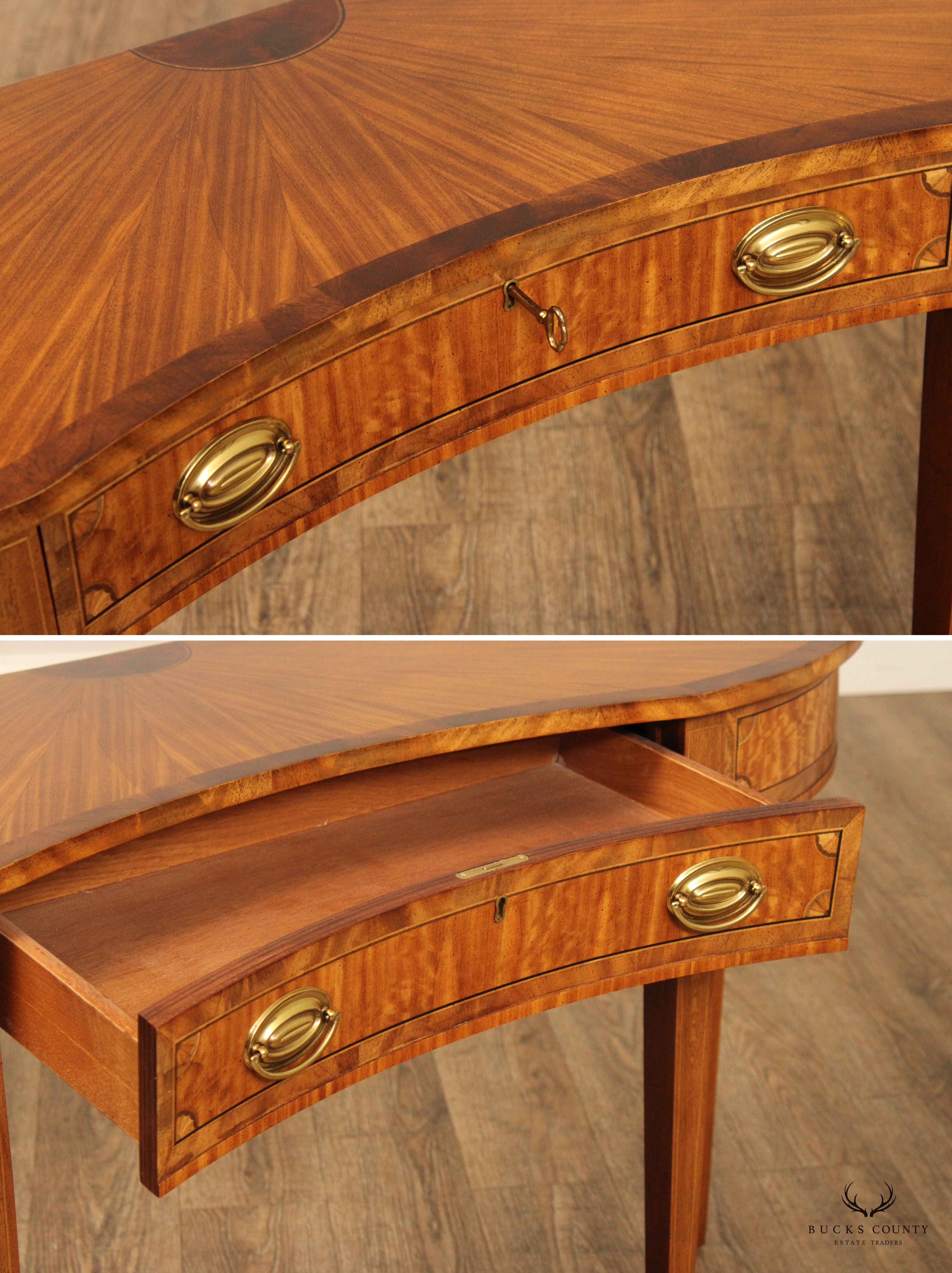 Hepplewhite Mahogany Inlaid Single Drawer Serpentine Console