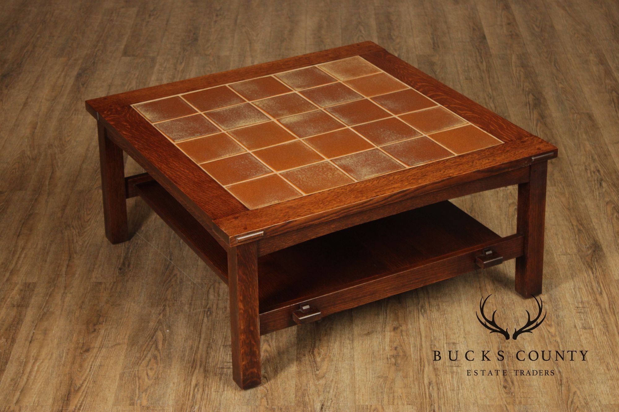 Stickley Mission Collection Oak Tile Top Coffee Table