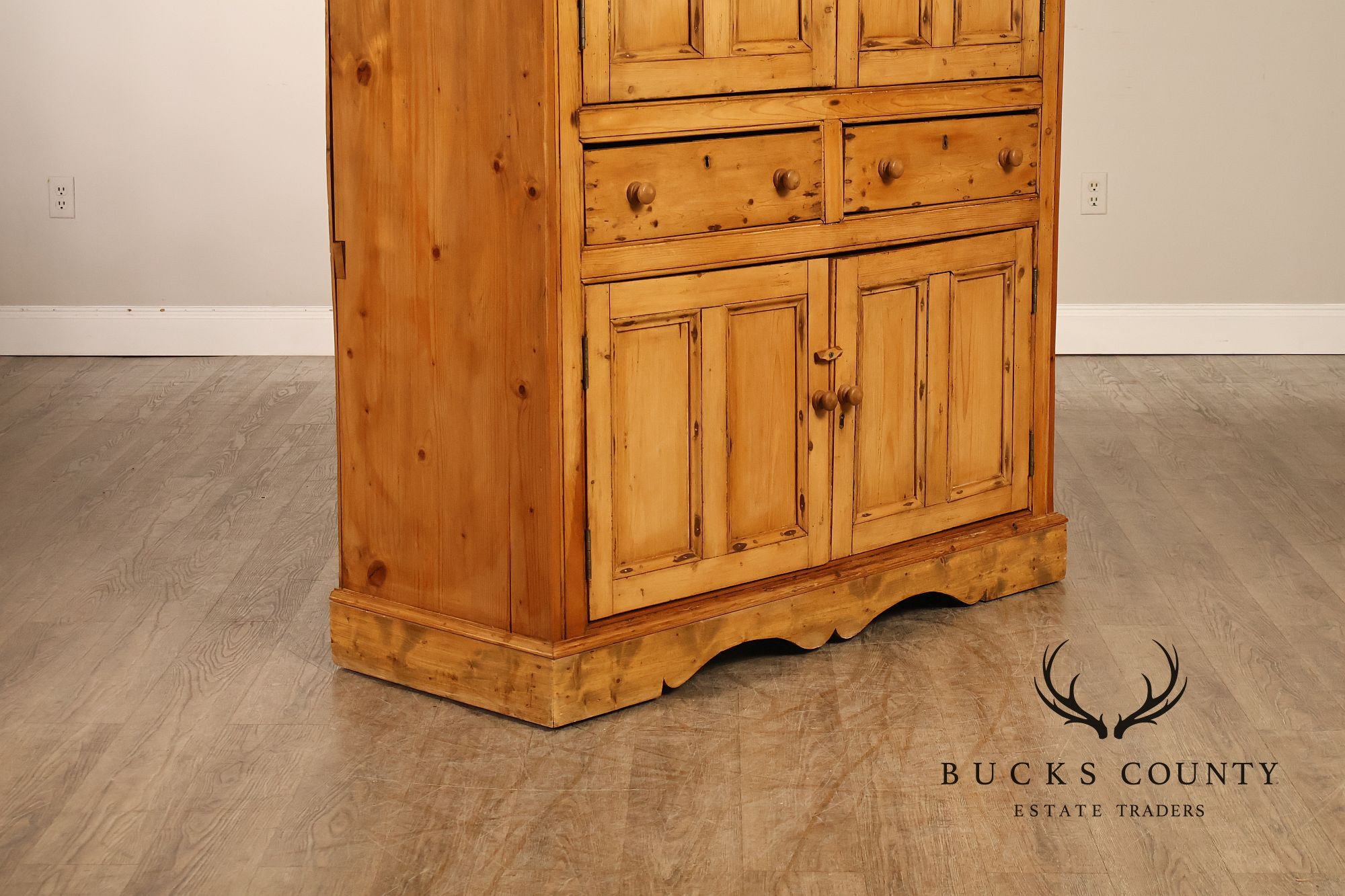 Pine Country Style Armoire Cabinet With Drawers