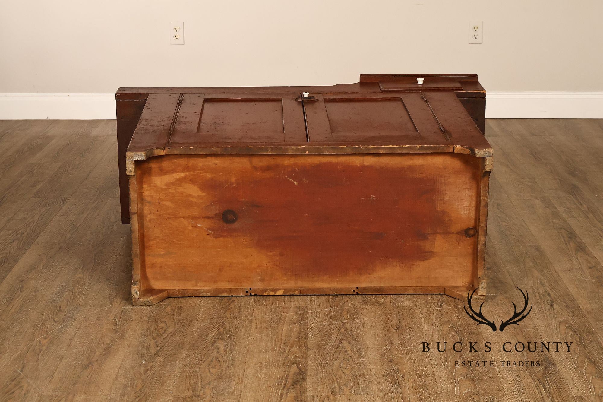 Antique Primitive Painted Dry Sink Cabinet With Gallery Back