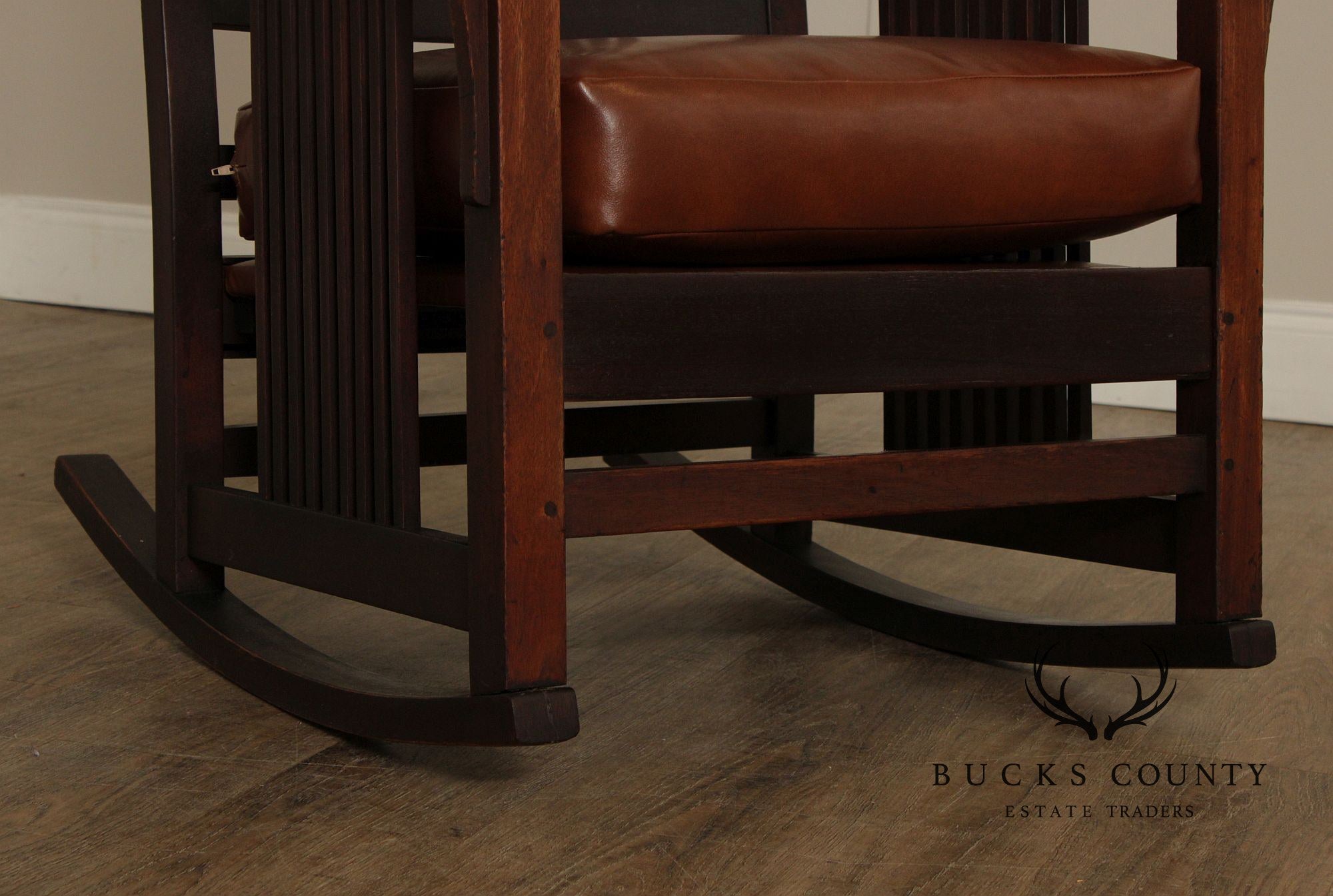 Antique Gustav Stickley Mahogany Spindle Rocker