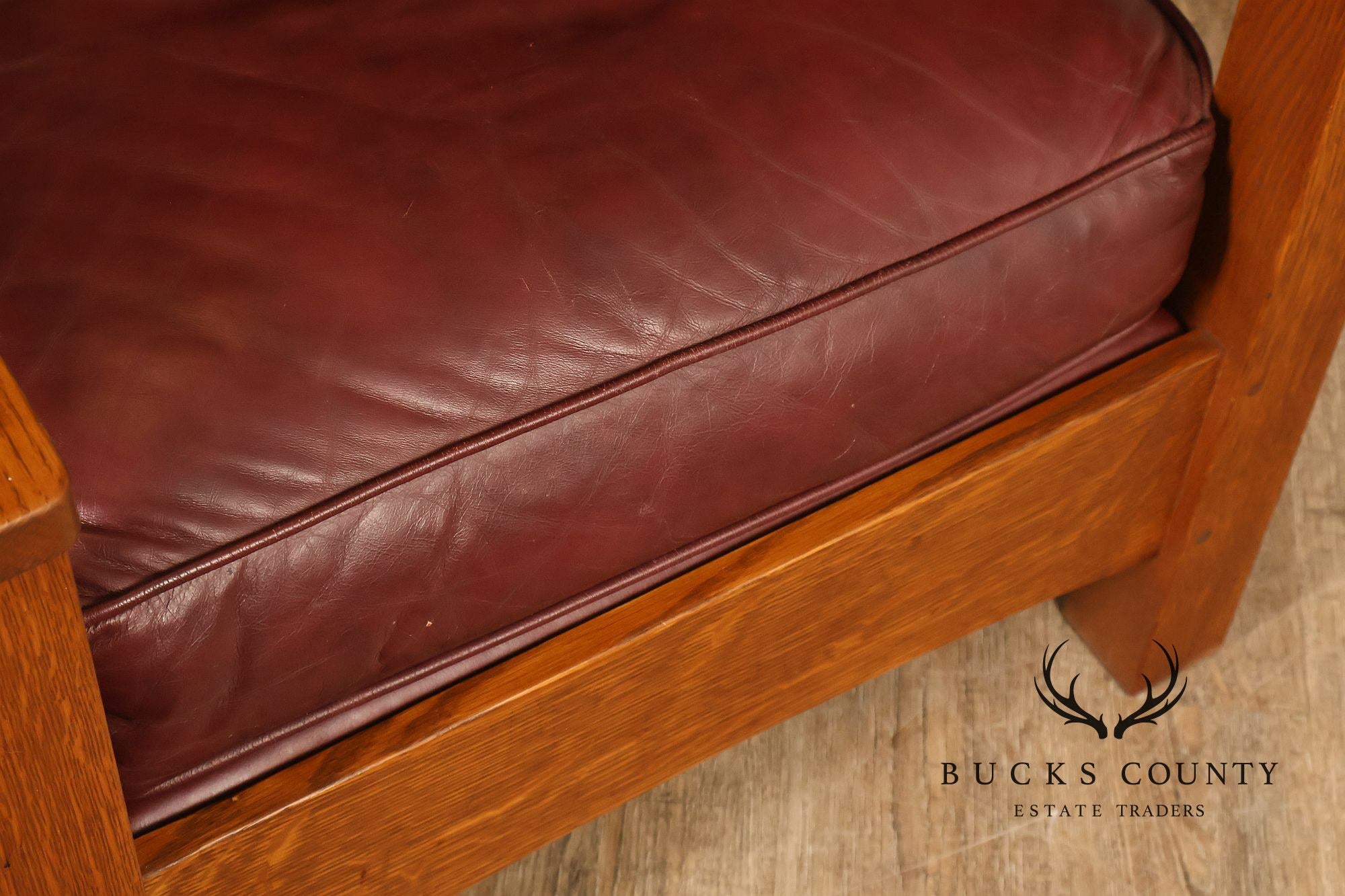 Stickley Mission Collection Oak And Leather Bow Arm Morris Chair