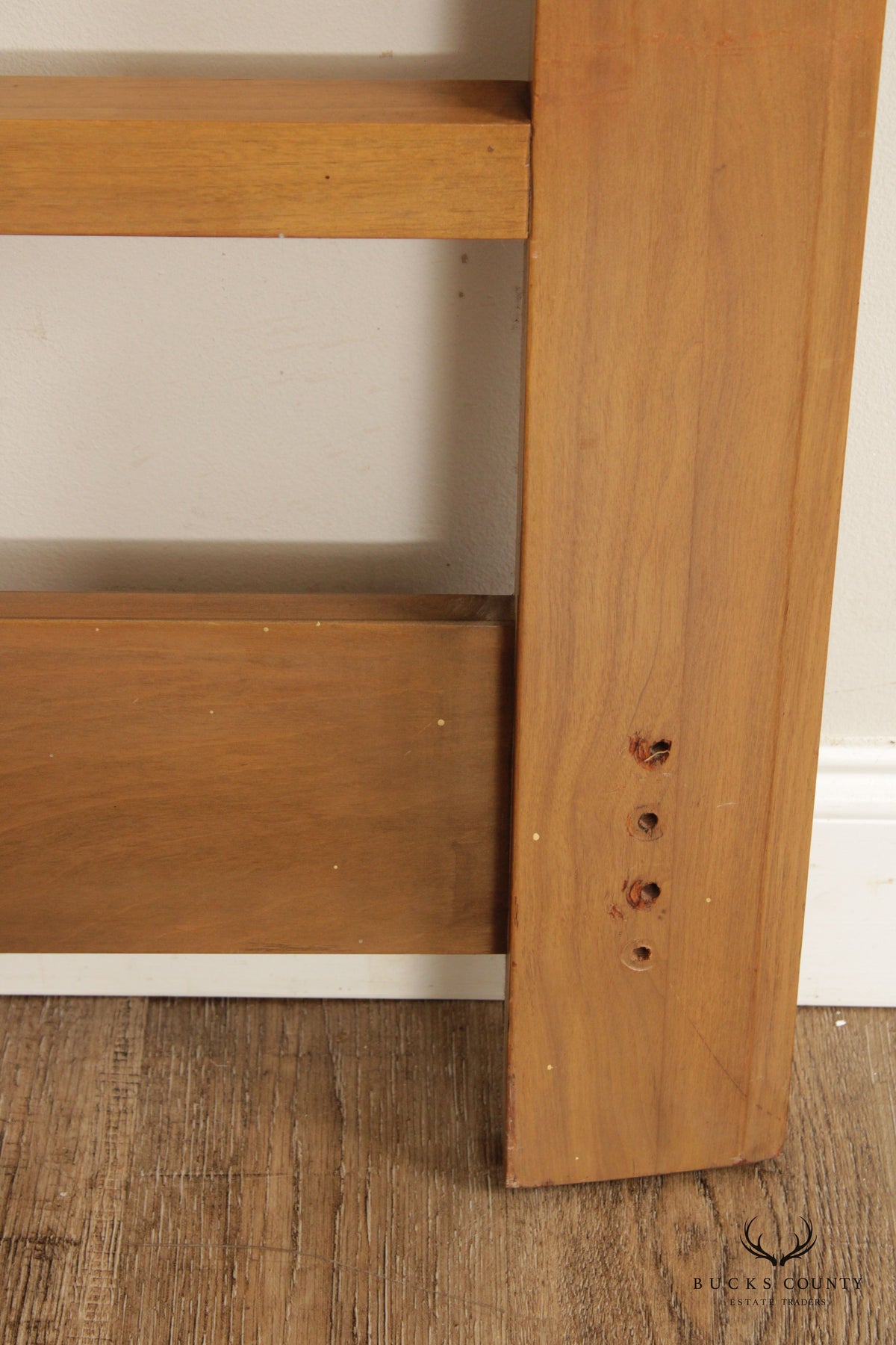 Paul Frankl Mid Century Modern Full Size Teak and Brass X-Back Headboard