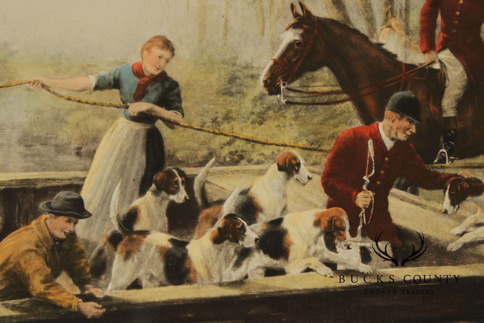 D.F. Thomson English Hunt Print, 'Home by the Ferry'