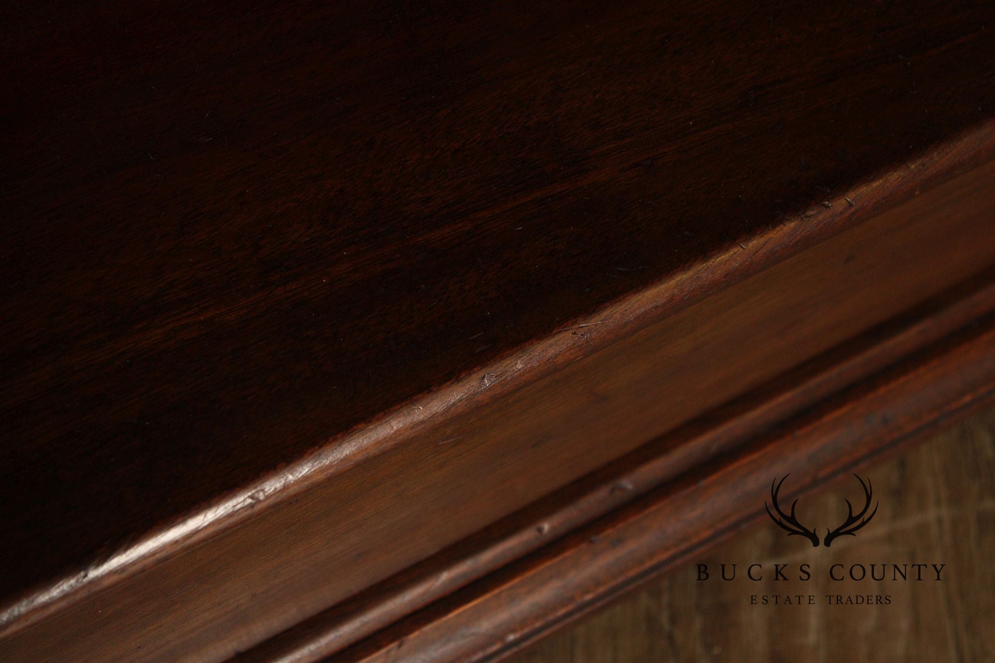 Vintage Georgian Style Narrow Mahogany Waterfall Open Bookcase With Drawer