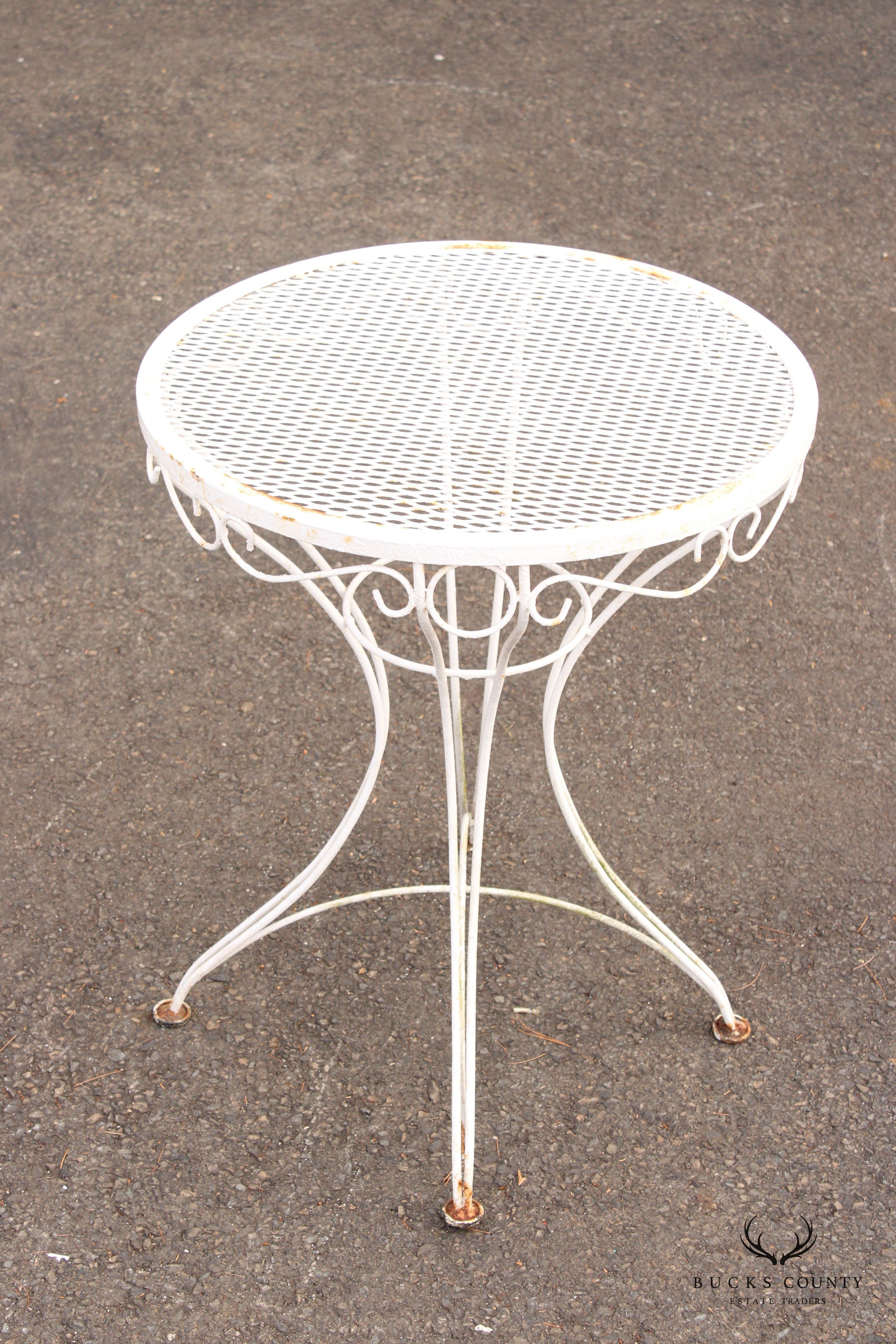 Vintage Wrought Iron Round Outdoor Garden Accent Table