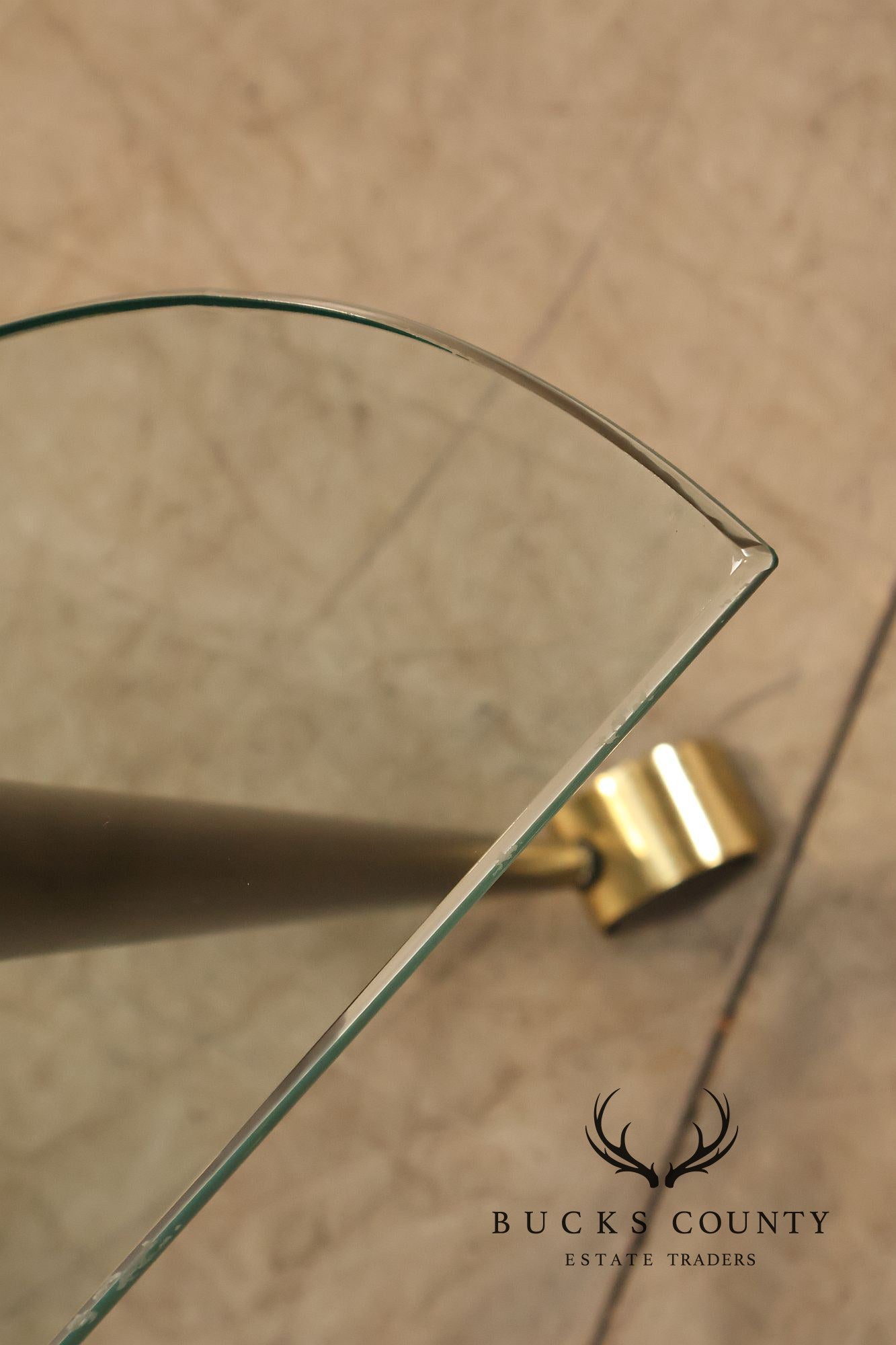 Postmodern Pair Of Triangular Glass Top Coffee Table with Brushed Steel Frame and Brass Casters