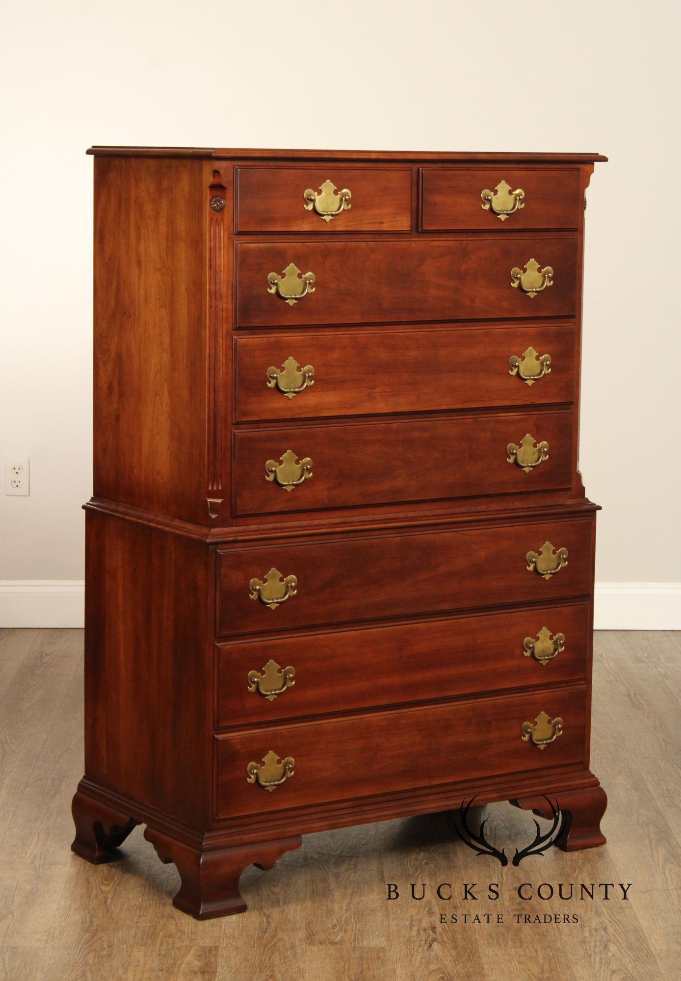 Statton Chippendale Style Solid Cherry Tall Chest