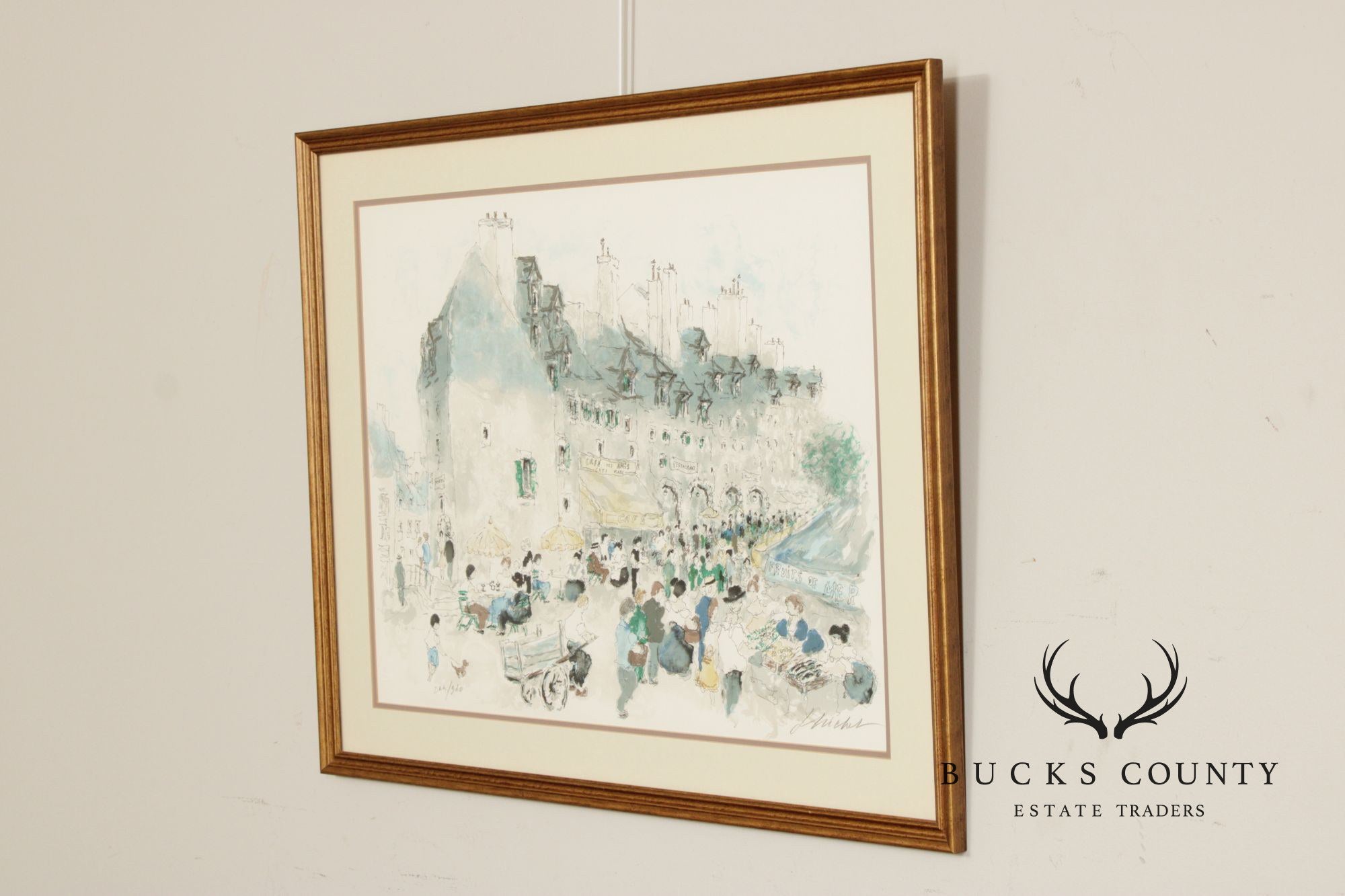 Urbain Huchet Numbered Lithograph, 'Café Des Amis'