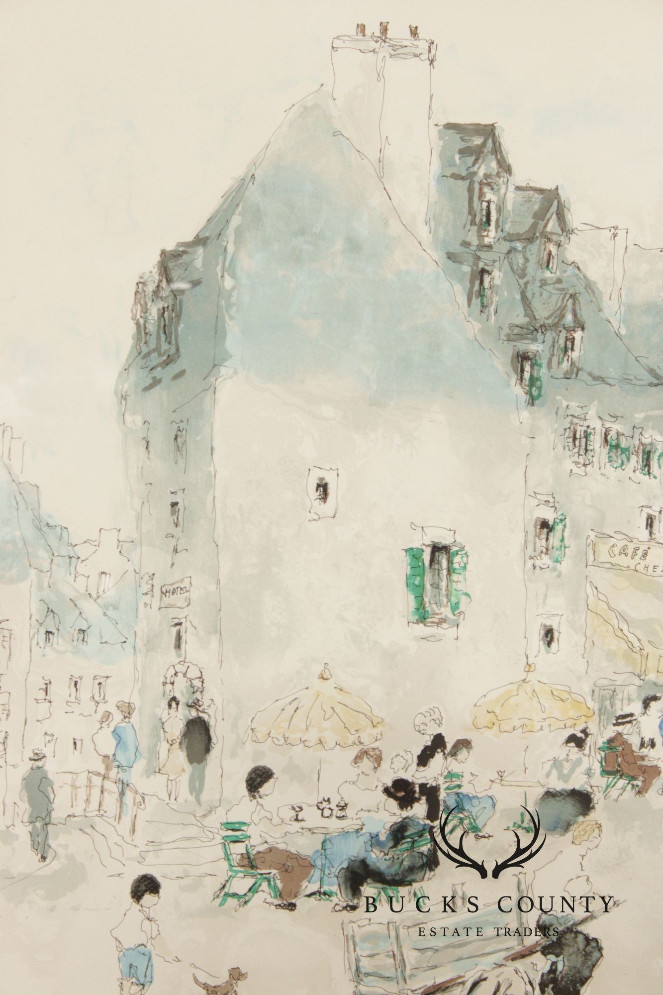 Urbain Huchet Numbered Lithograph, 'Café Des Amis'