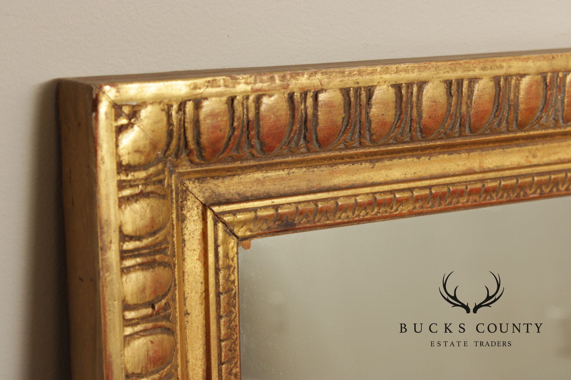Vintage Giltwood Rectangular Carved Wall Mirror