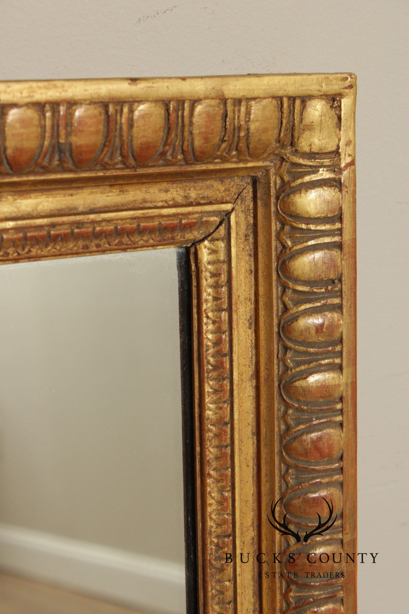 Vintage Giltwood Rectangular Carved Wall Mirror
