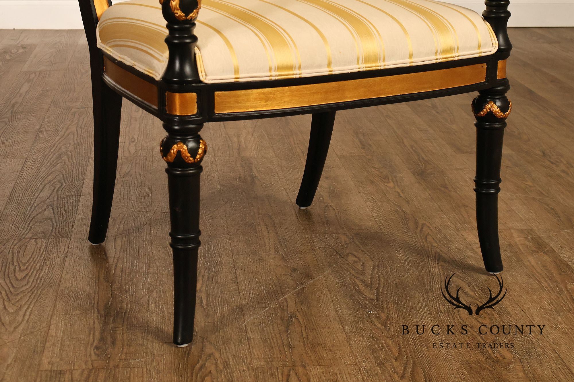 Ferguson Copeland Regency Style Pair of Ebonized Armchairs