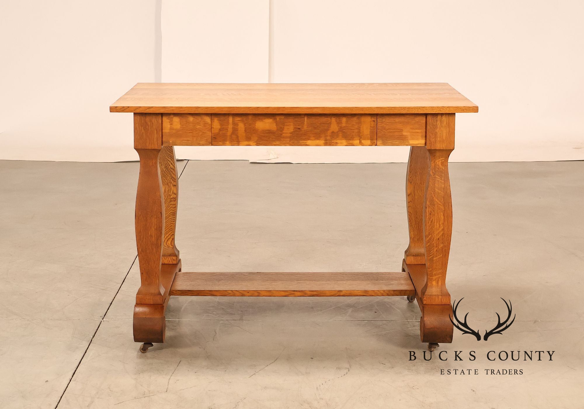 Empire Style Antique Oak Library Table