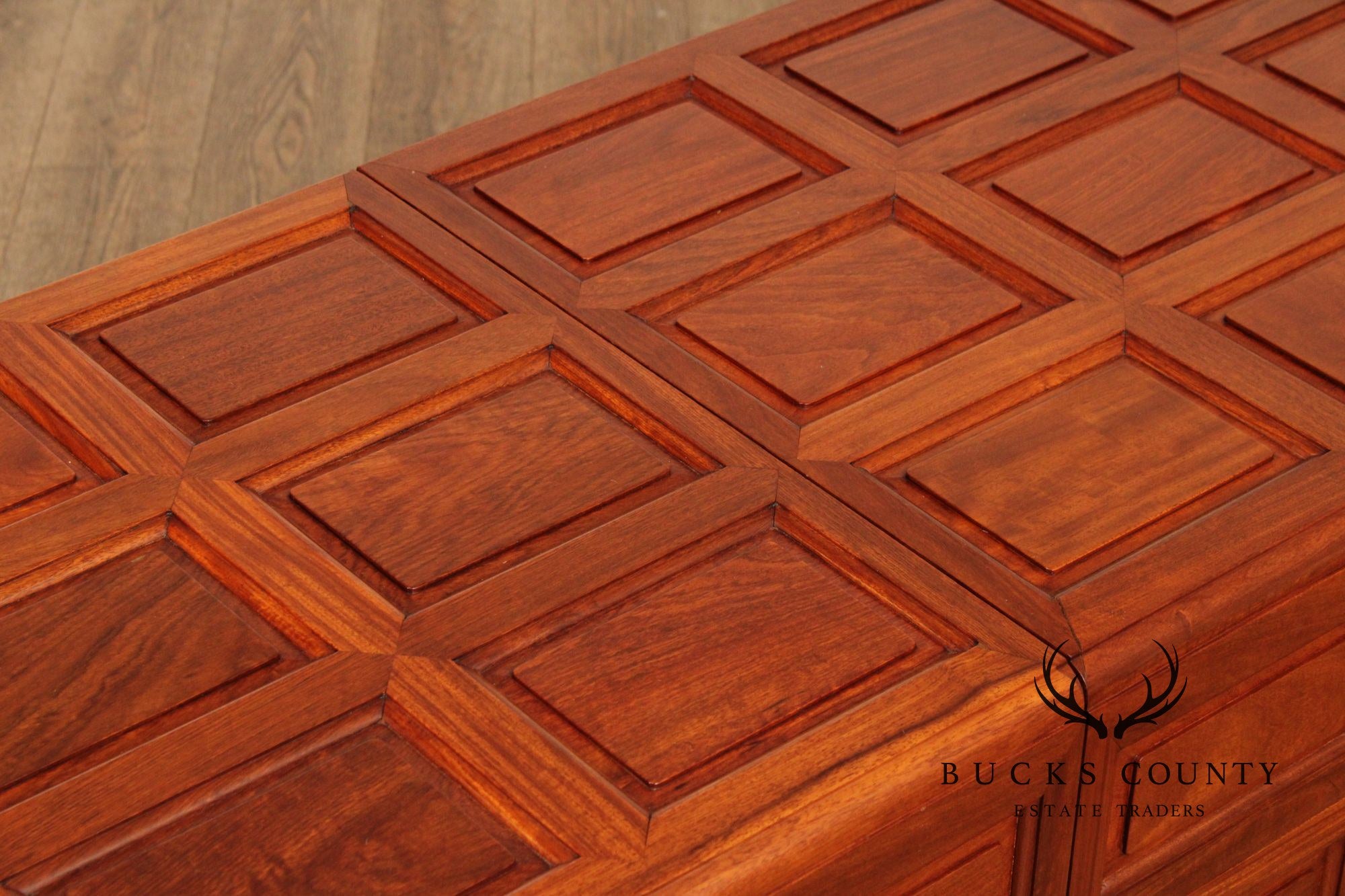 Chinese Rosewood Long Paneled Blanket Chest