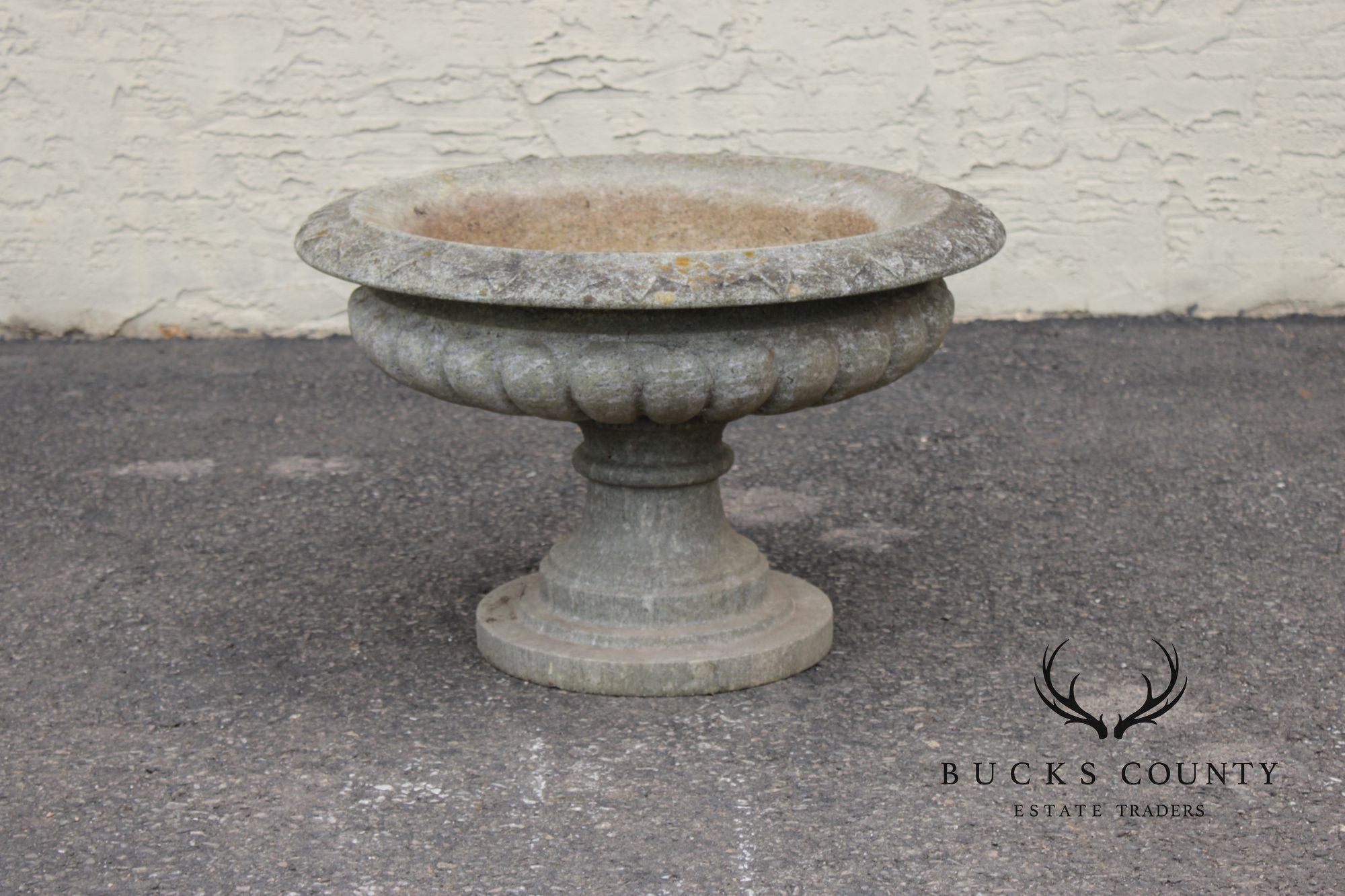 Cast Stone Vintage Pair Garden Urn Planters
