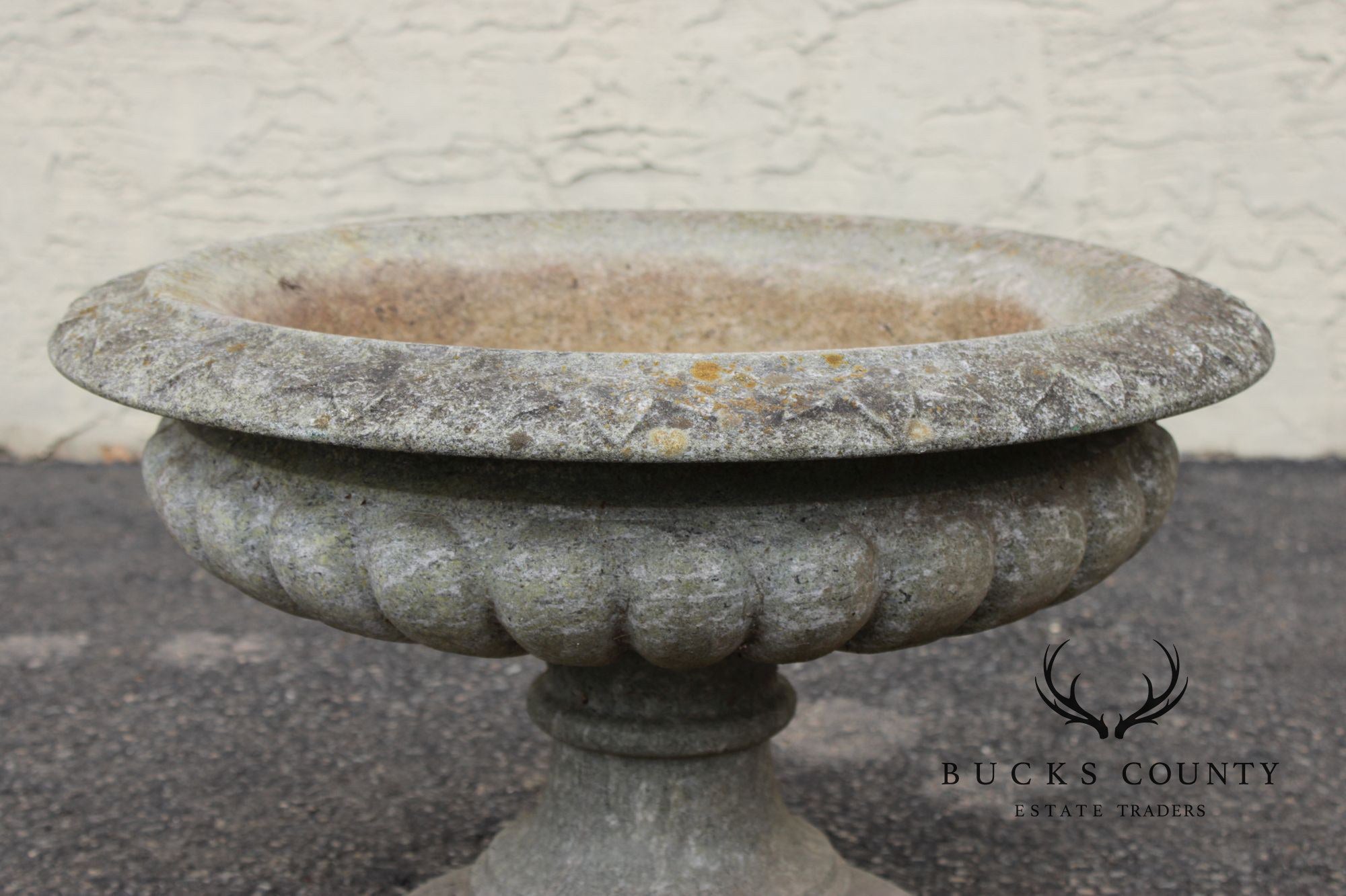 Cast Stone Vintage Pair Garden Urn Planters