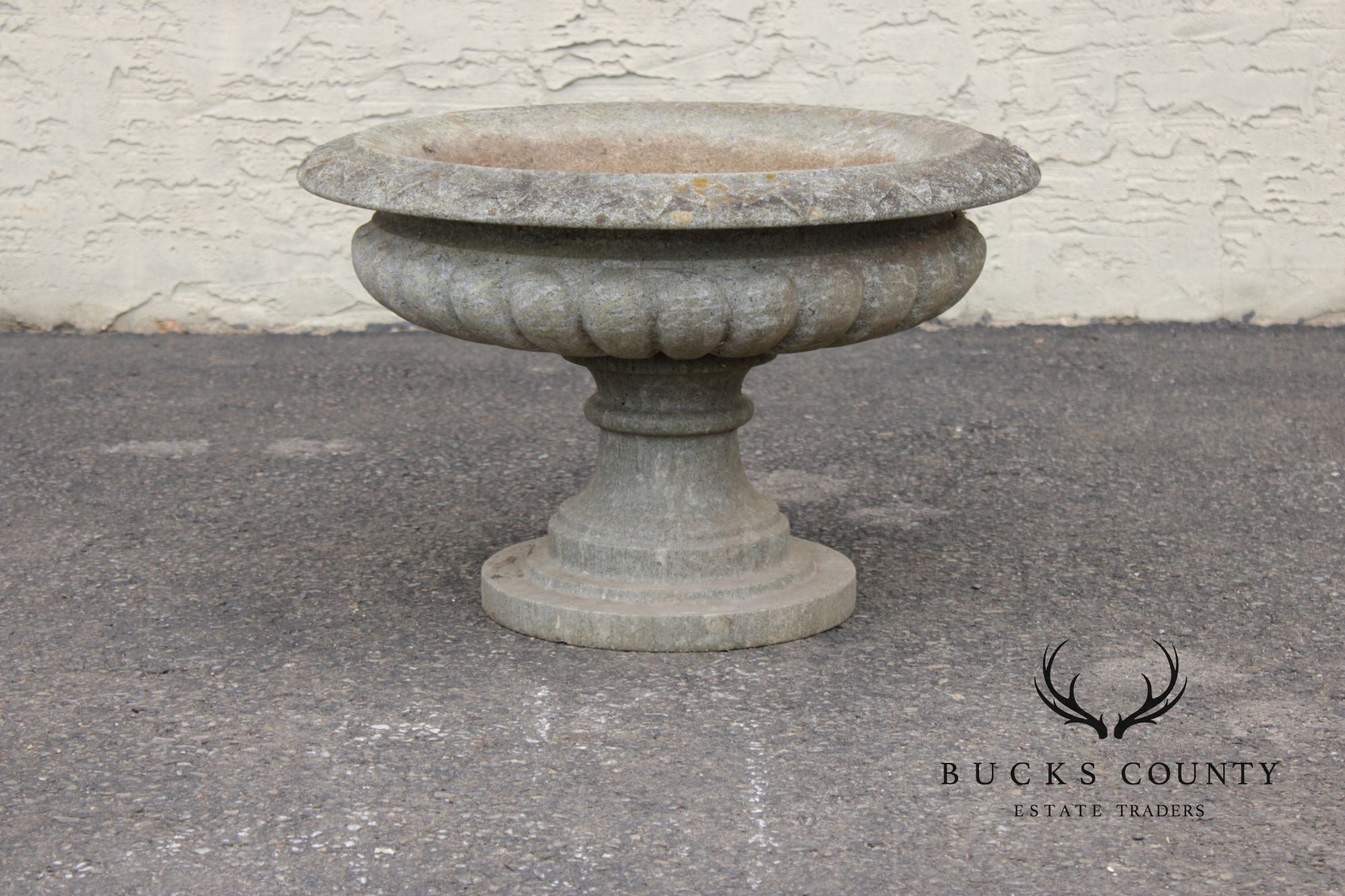 Cast Stone Vintage Pair Garden Urn Planters