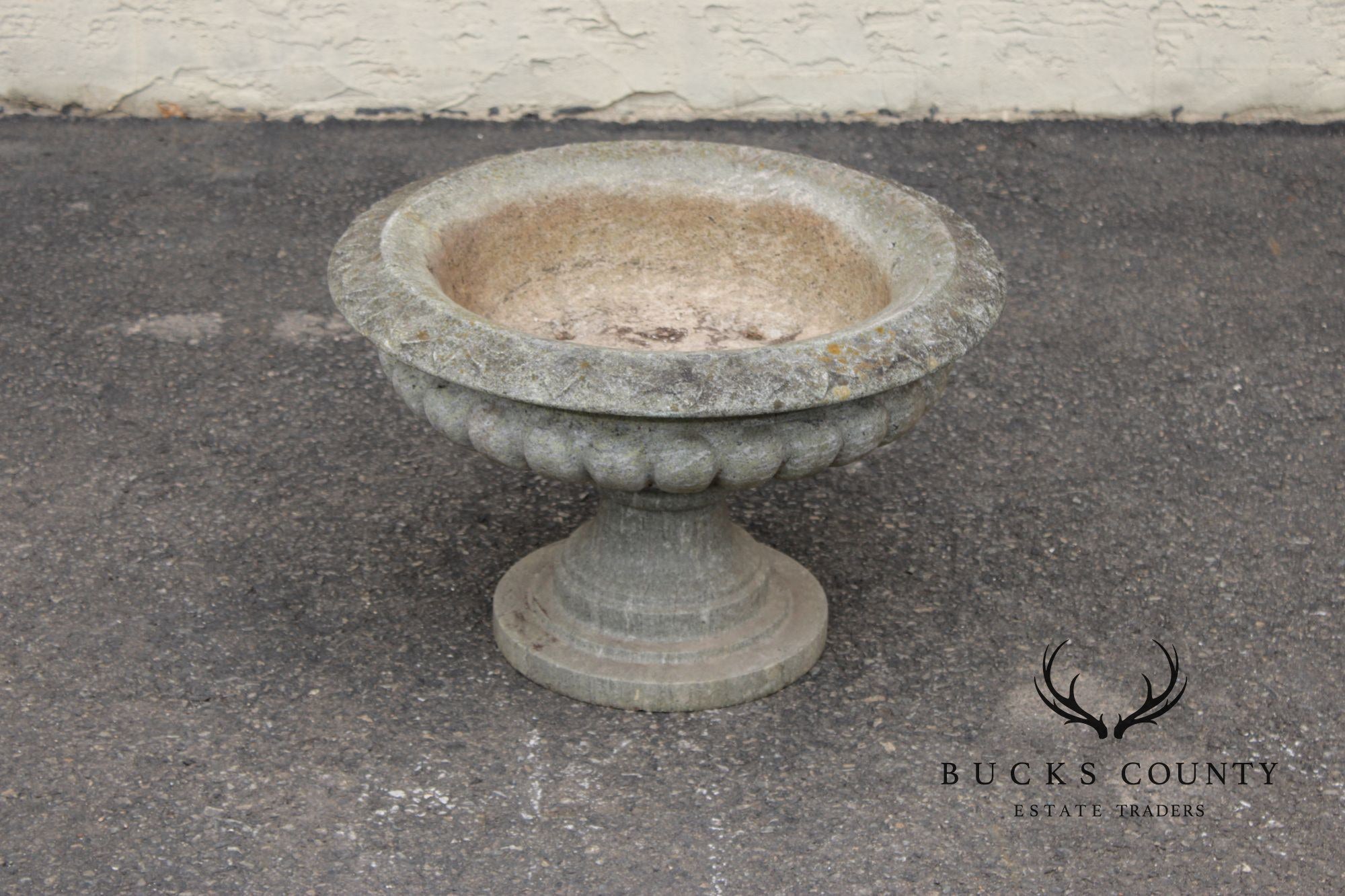 Cast Stone Vintage Pair Garden Urn Planters