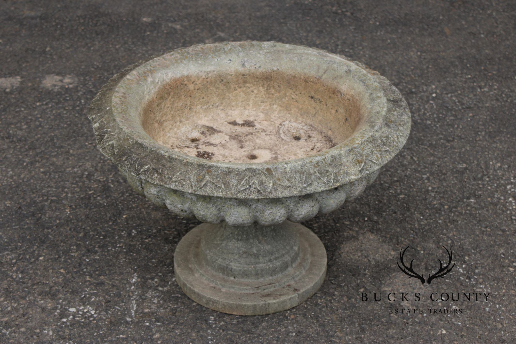 Cast Stone Vintage Pair Garden Urn Planters