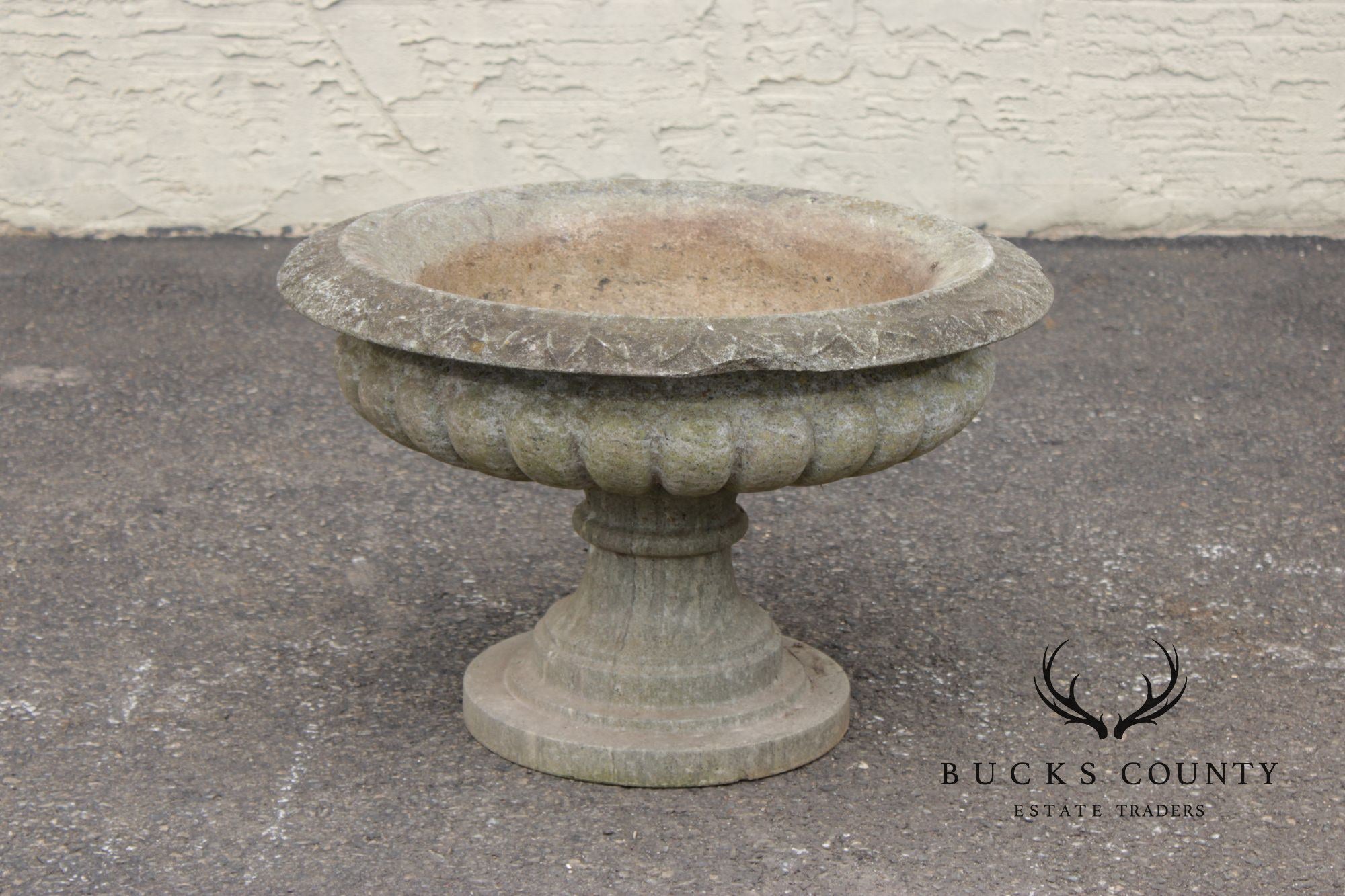 Cast Stone Vintage Pair Garden Urn Planters