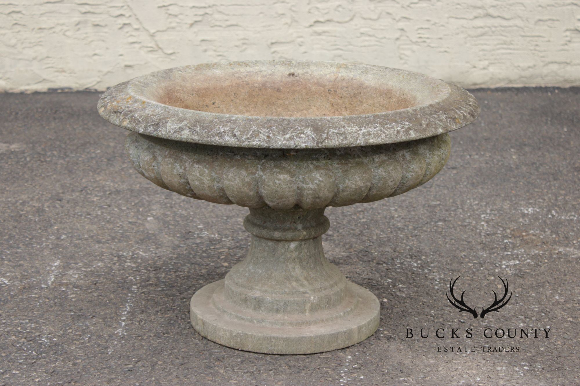 Cast Stone Vintage Pair Garden Urn Planters