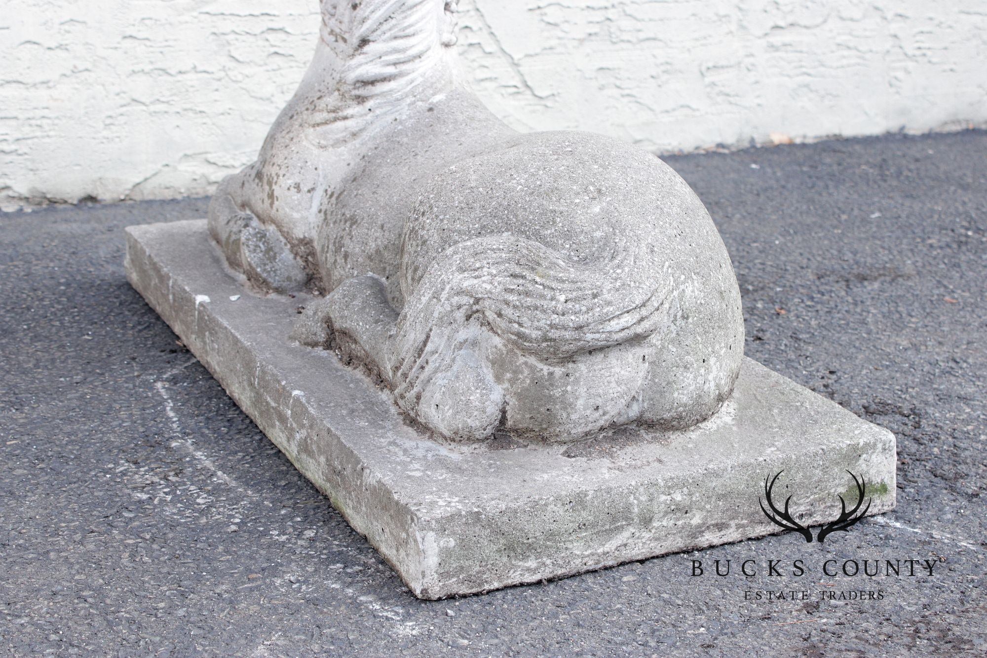 Vintage Pair Of Cast Stone Horse Garden Statues