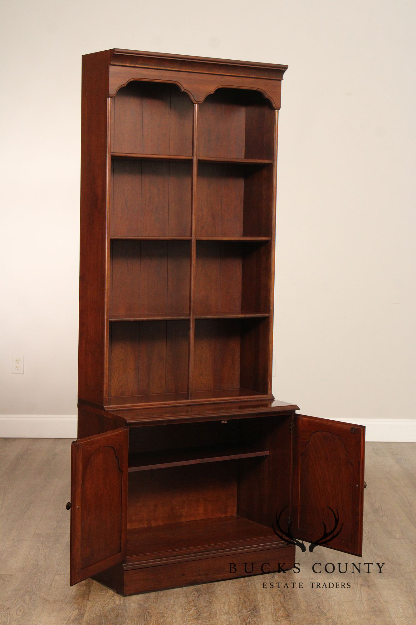 Kling Colonial Style Cherry Stepback Bookcase Cabinet