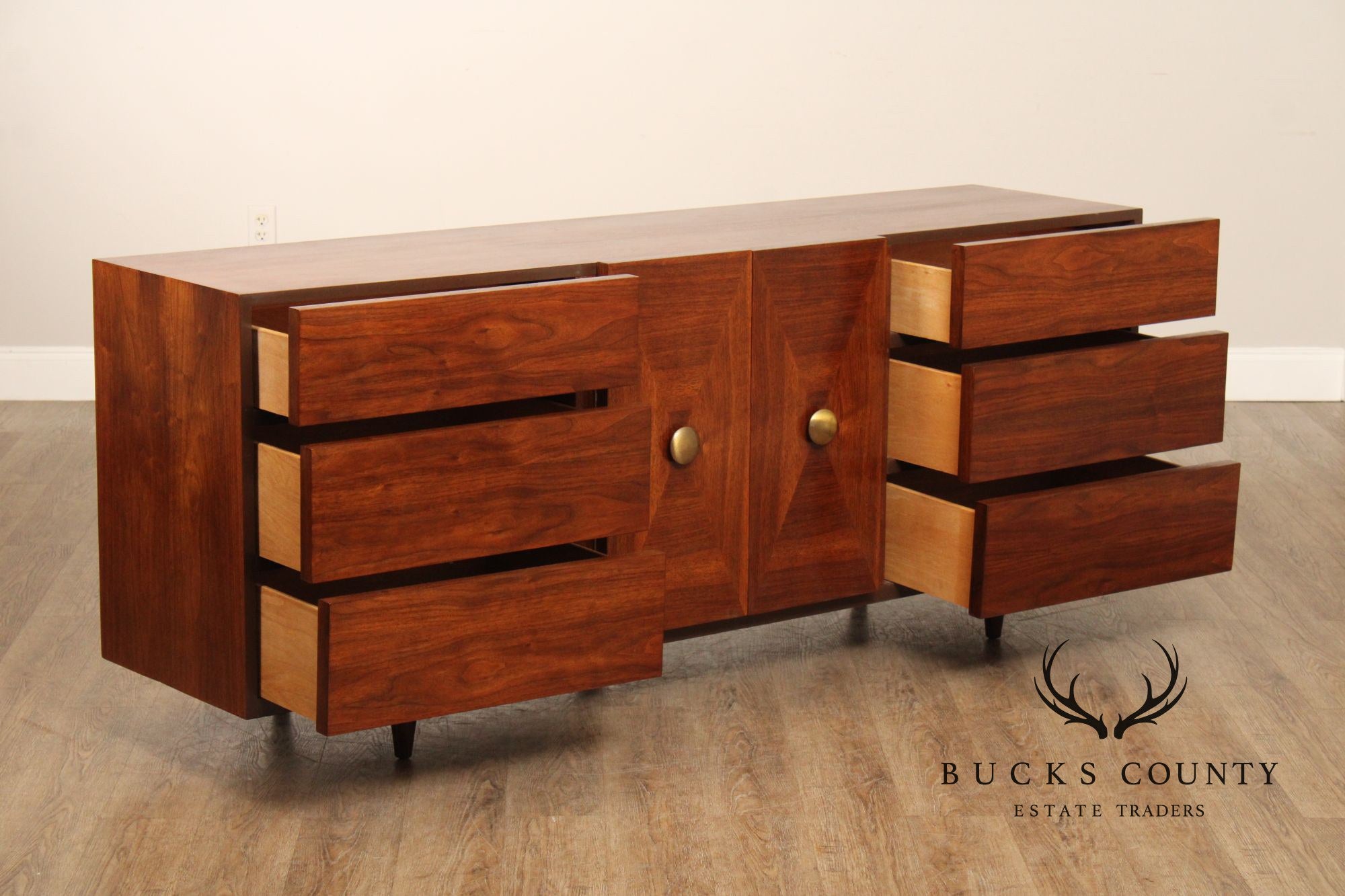 American Of Martinsville Mid-Century Modern Walnut Long Dresser