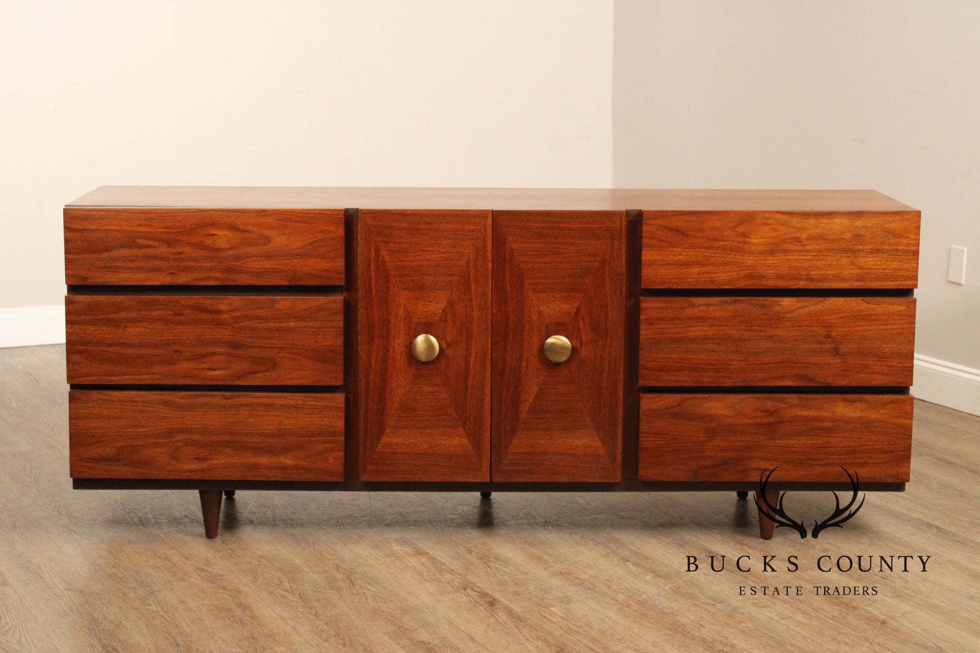 American Of Martinsville Mid-Century Modern Walnut Long Dresser