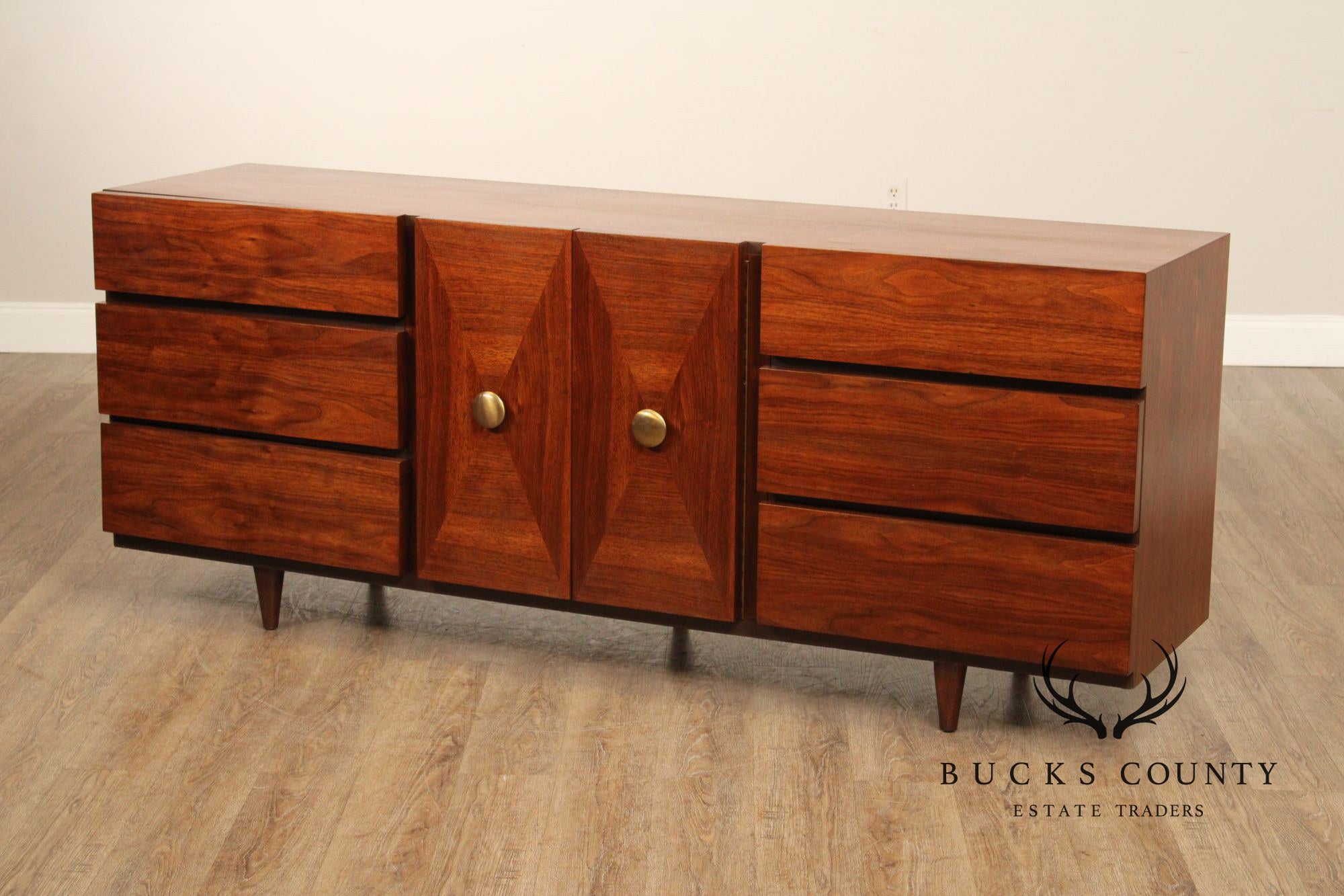 American Of Martinsville Mid-Century Modern Walnut Long Dresser