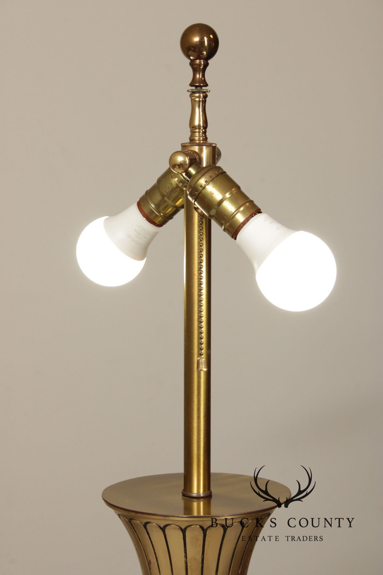 Leviton Art Deco Style Pair of Brass And Lucite Table Lamps