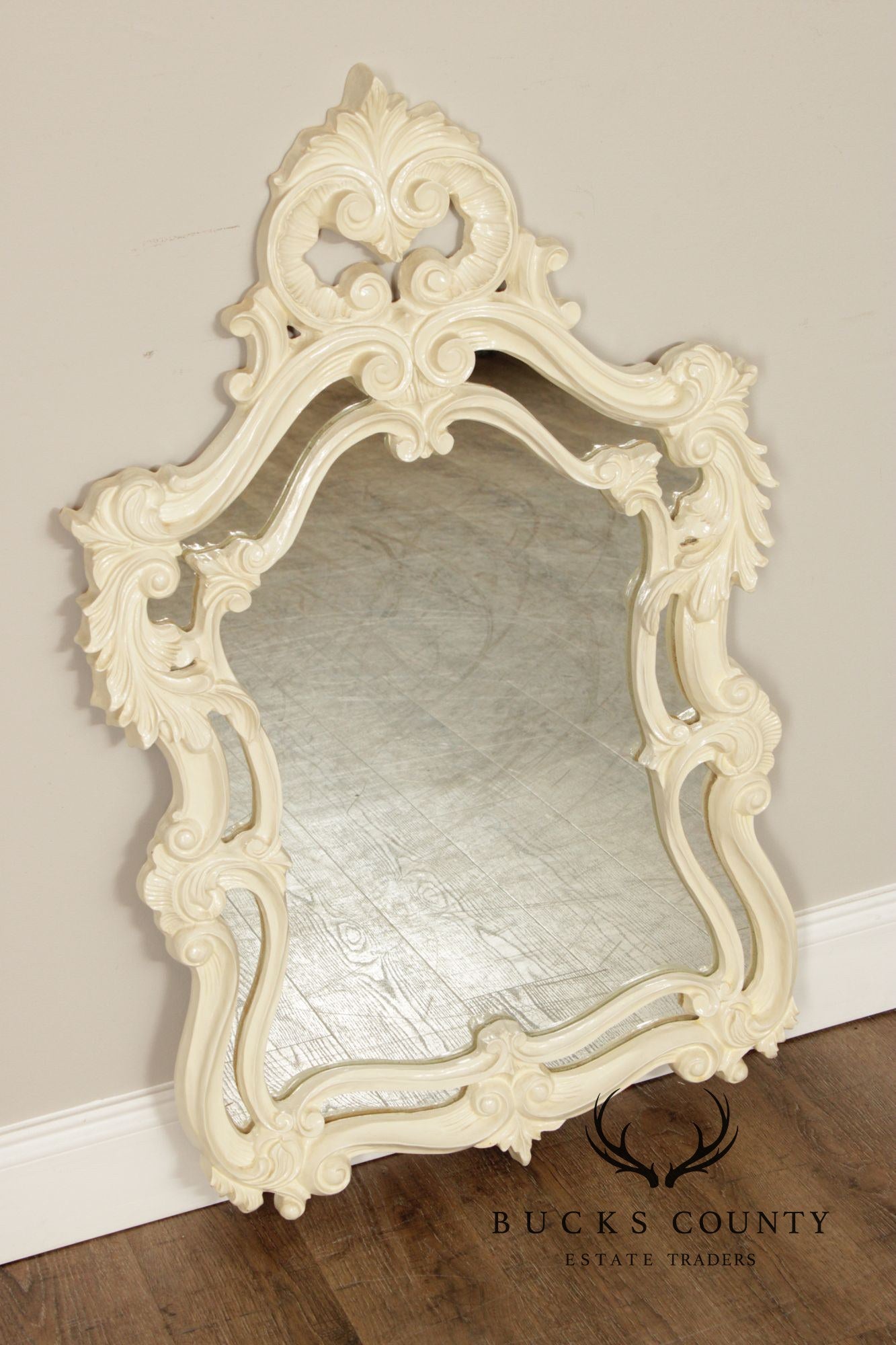 Rococo Style Cream Painted Wall Mirror