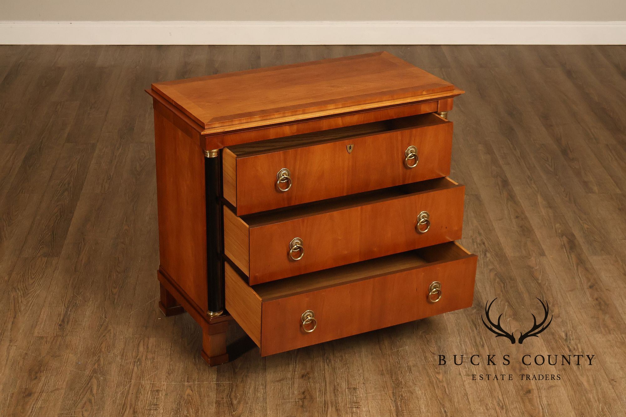 Baker Biedermeier Style Chest of Drawers with Ebonized Columns