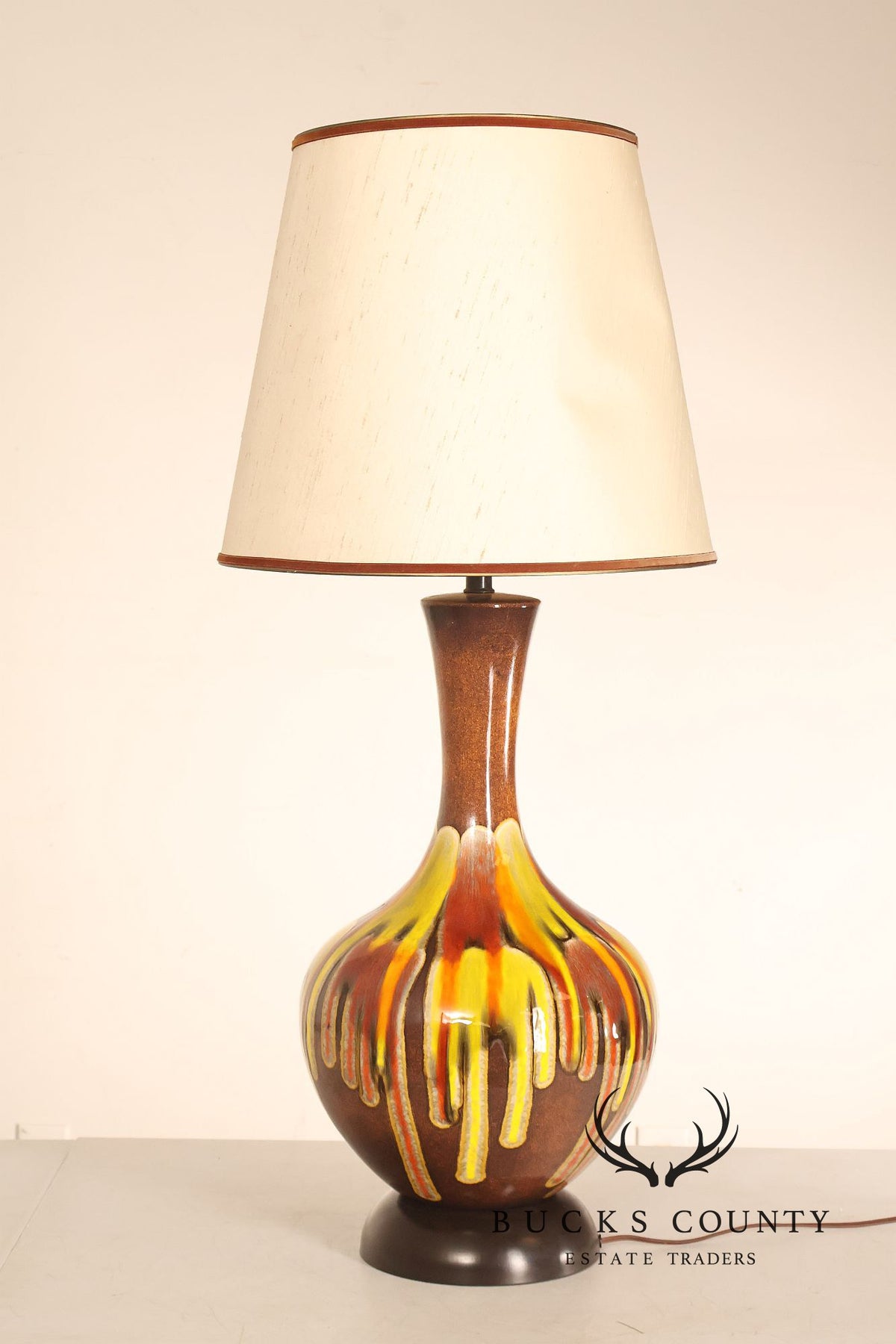 Mid Century Modern Drip-Glaze Ceramic Table Lamp