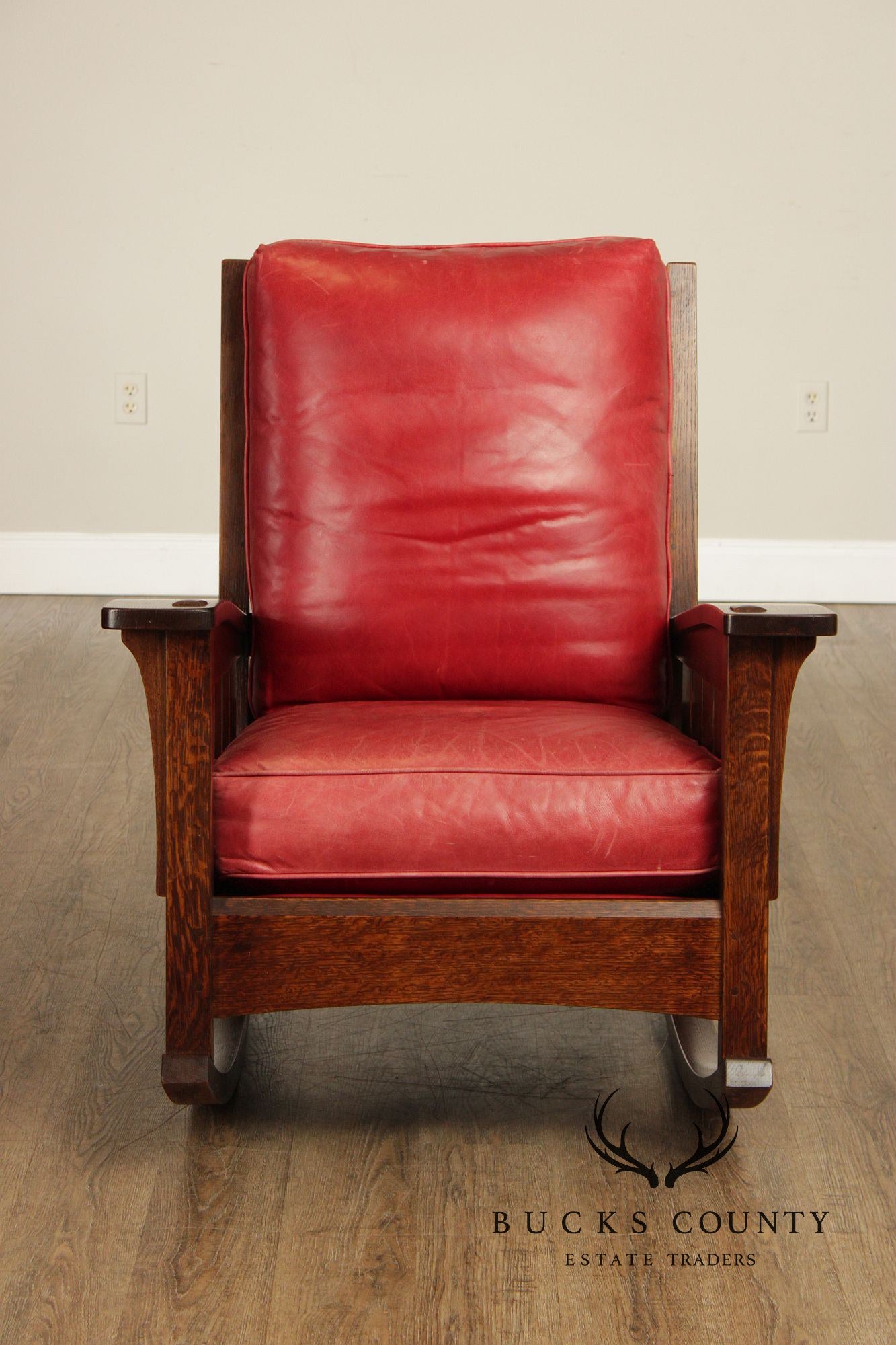 Stickley Mission Collection Oak And Leather Rocker