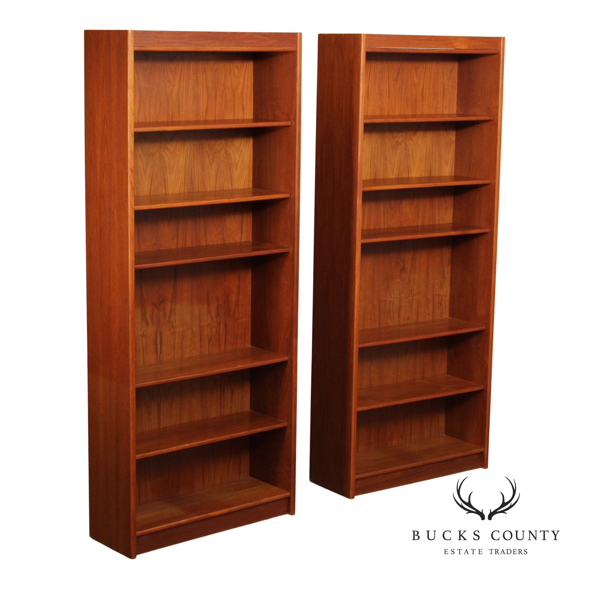 Danish Modern Pair of Teak Open Bookcases