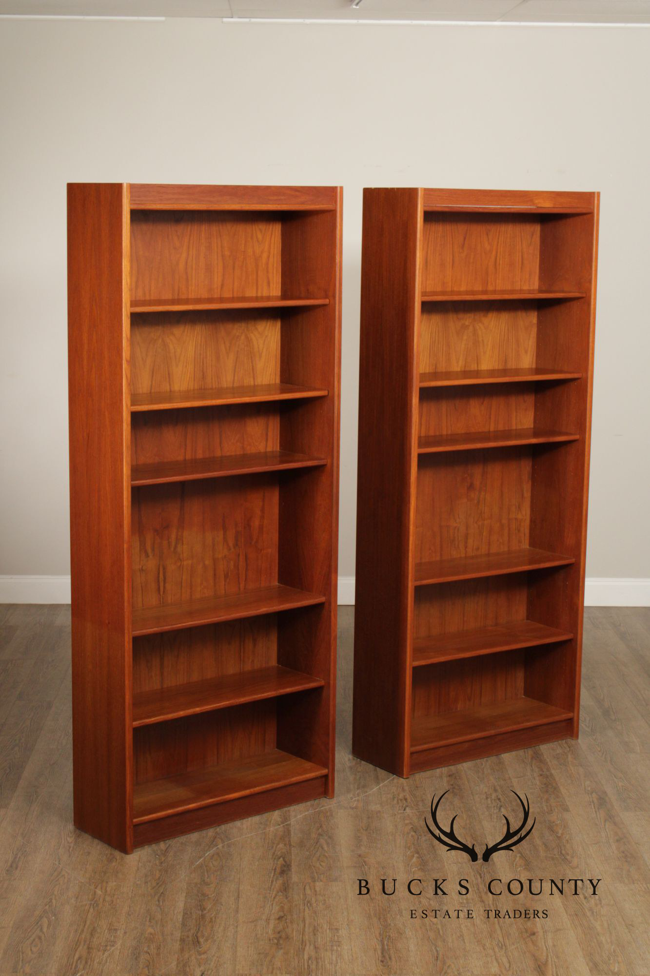 Danish Modern Pair of Teak Open Bookcases